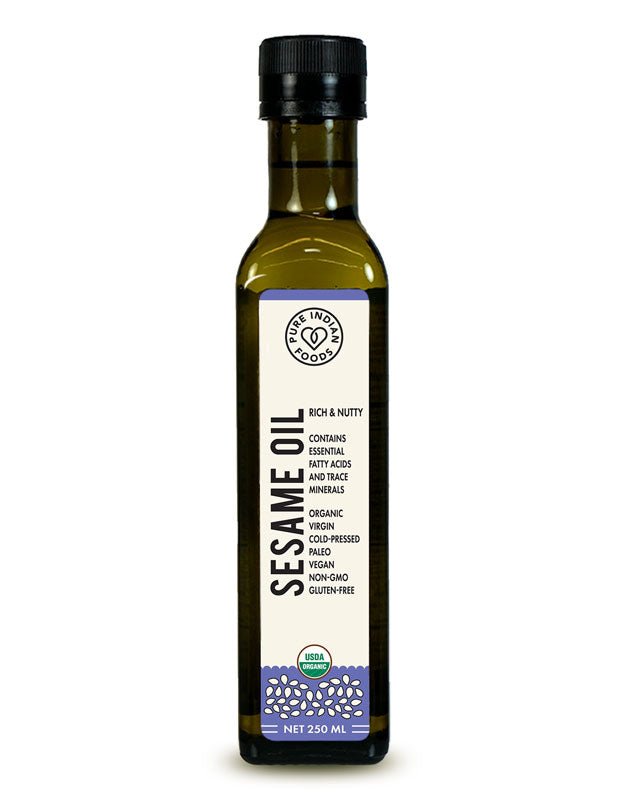 Pure Indian Foods Sesame Oil, Virgin & Certified Organic - 250 mL