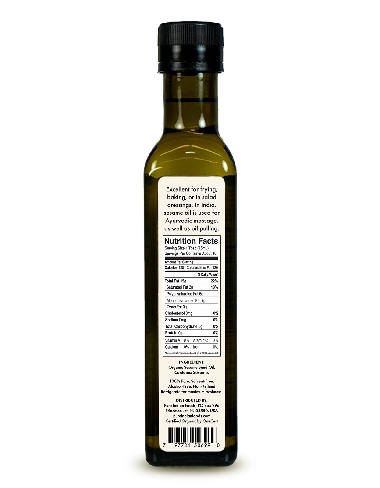 Pure Indian Foods Sesame Oil, Virgin & Certified Organic - 250 mL