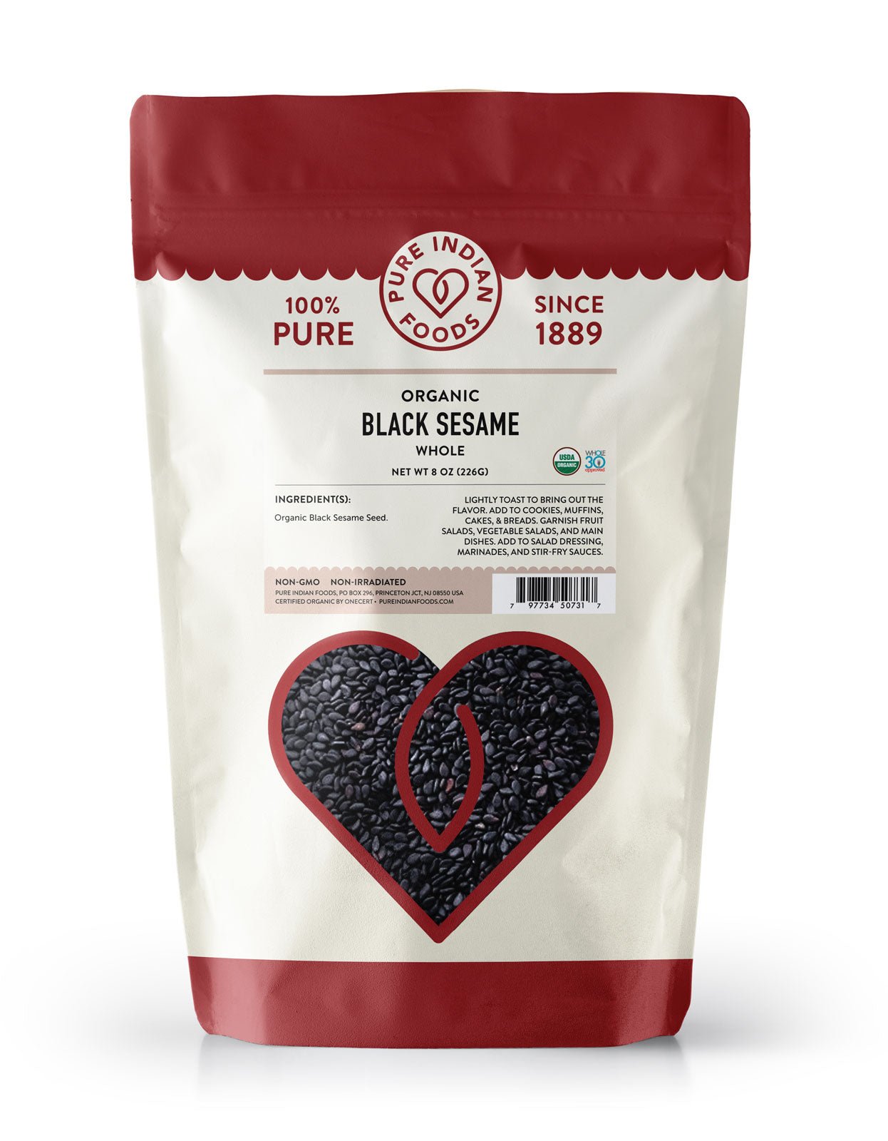 Pure Indian Foods Sesame Seeds Black, Certified Organic - 8 oz