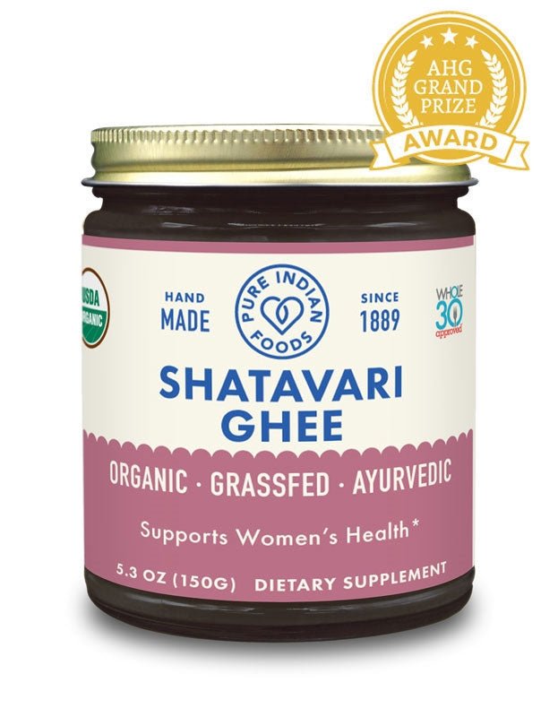 Pure Indian Foods Shatavari Ghee 5.3 oz, Certified Organic