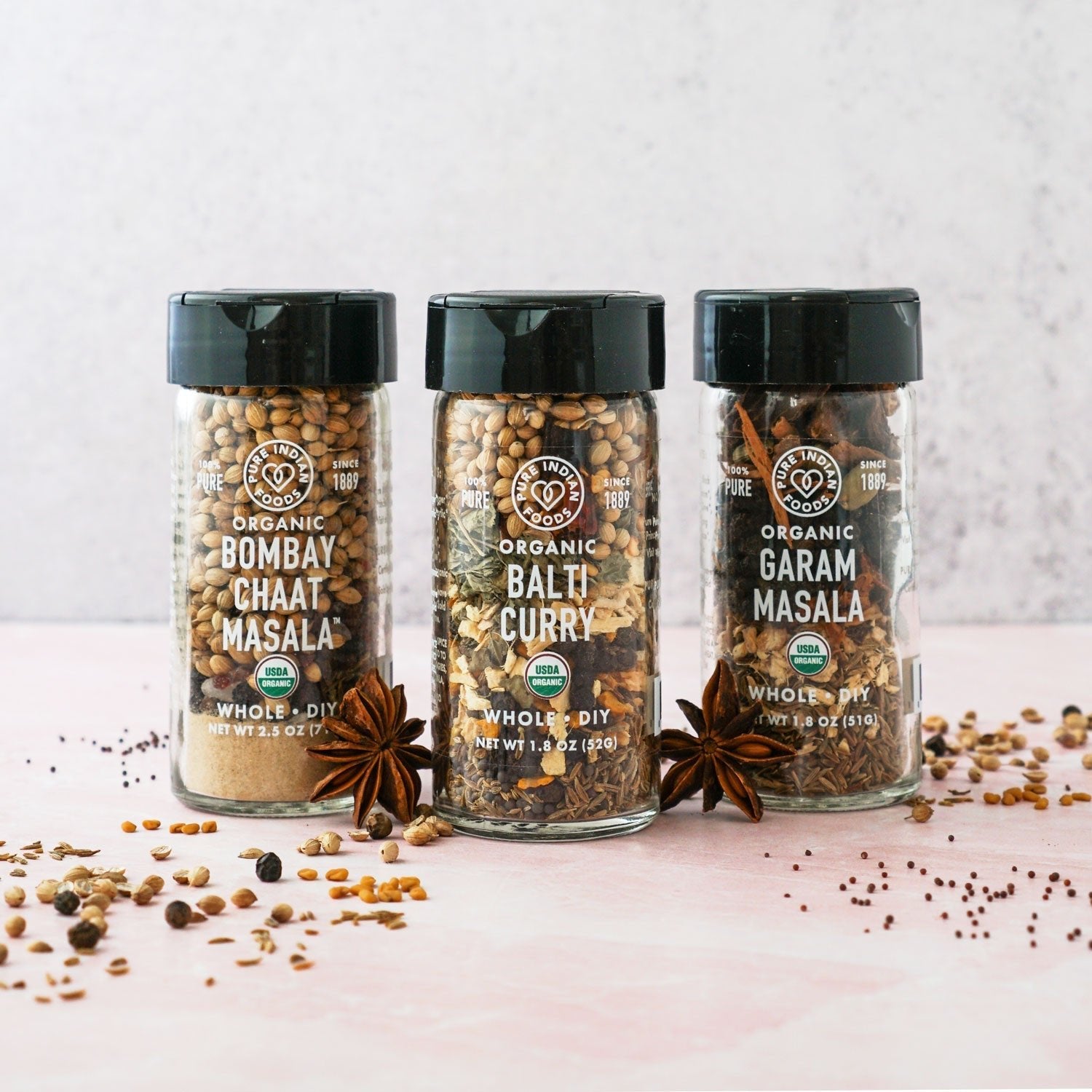 Pure Indian Foods Spice Up Your Life: 3 Whole Spice Blends for Authentic Indian Cuisine, Certified Organic