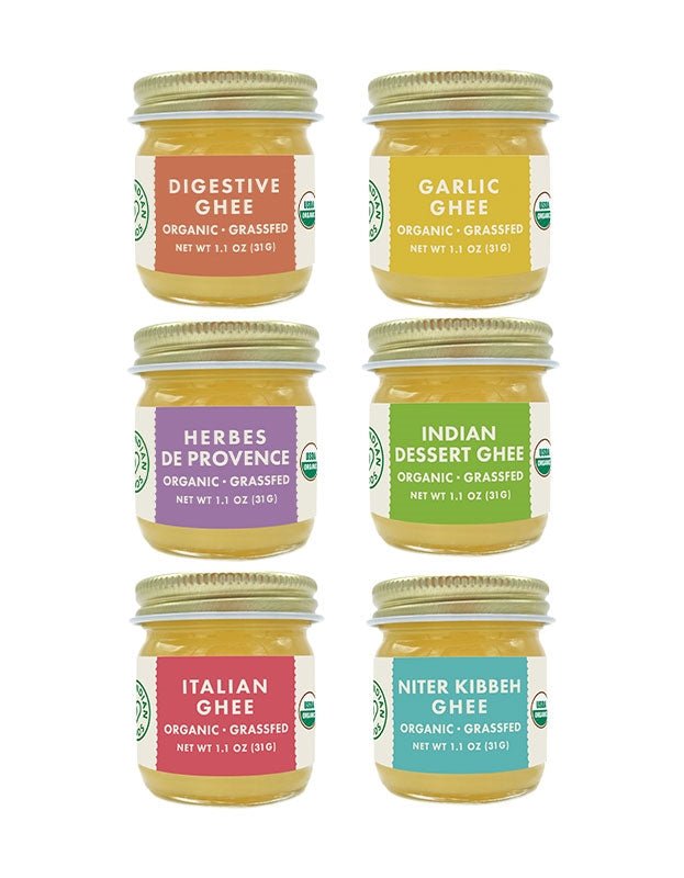 Pure Indian Foods Spiced Ghee Assorted Sampler Pack, Grassfed & Certified Organic