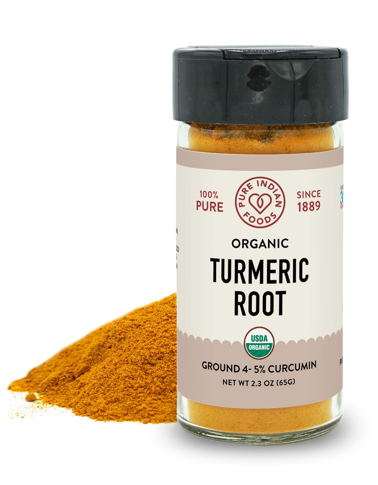 Pure Indian Foods Turmeric Root (High Curcumin 4 - 5%), Certified Organic