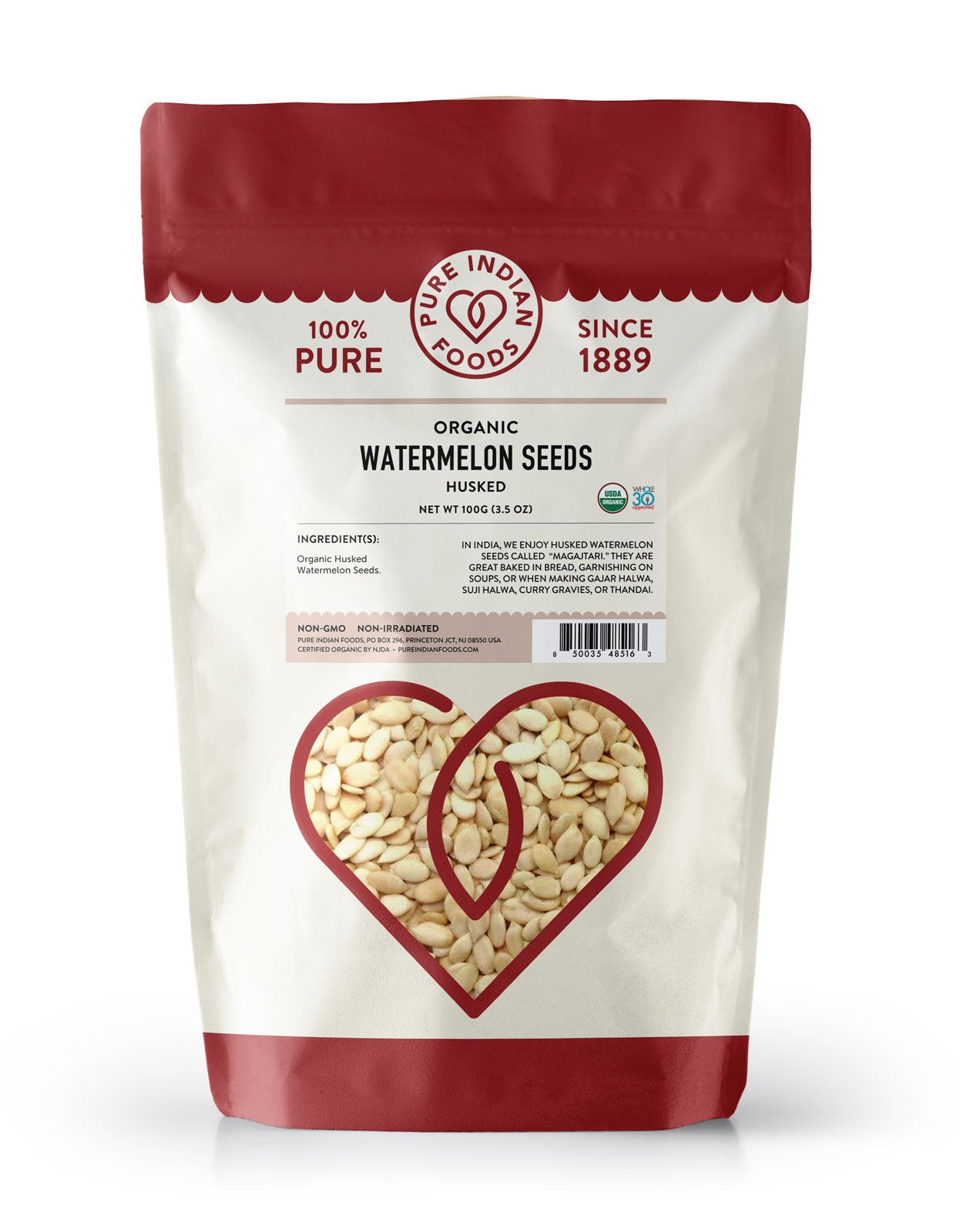 Pure Indian Foods Watermelon Seeds Husked, Certified Organic - 200g (7 oz)