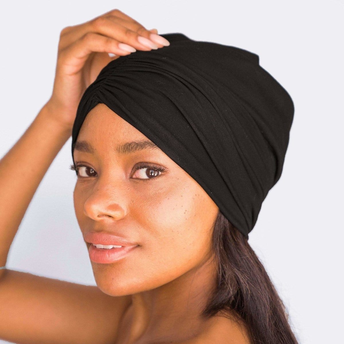 Turbante/gorro para dormir con forro de satén - Negro