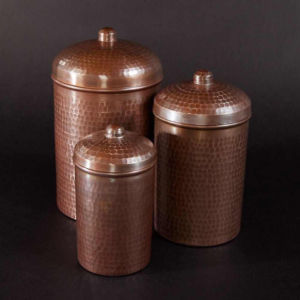 Sertodo Copper Kitchen Canisters - Small Set, 3 Pieces