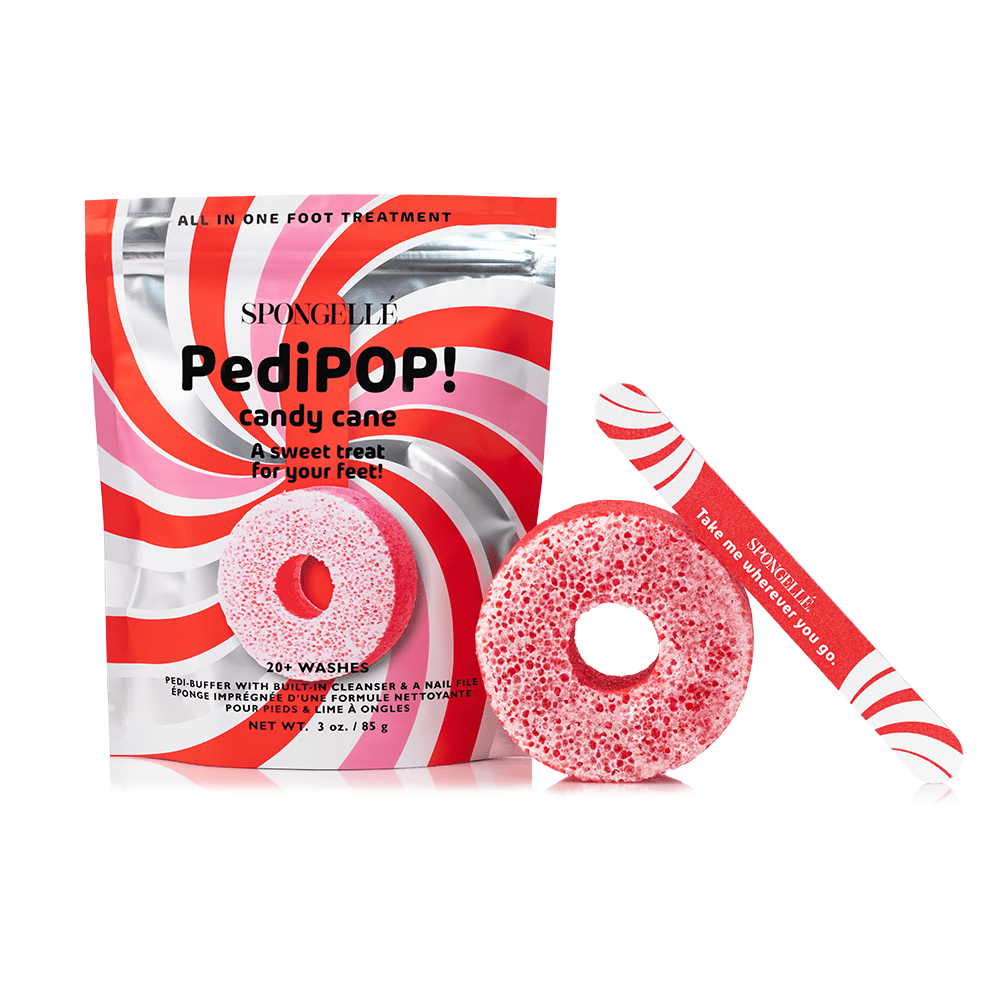 Spongellé Candy Cane | Holiday PediPOP! Pedi Buffer & Nail File