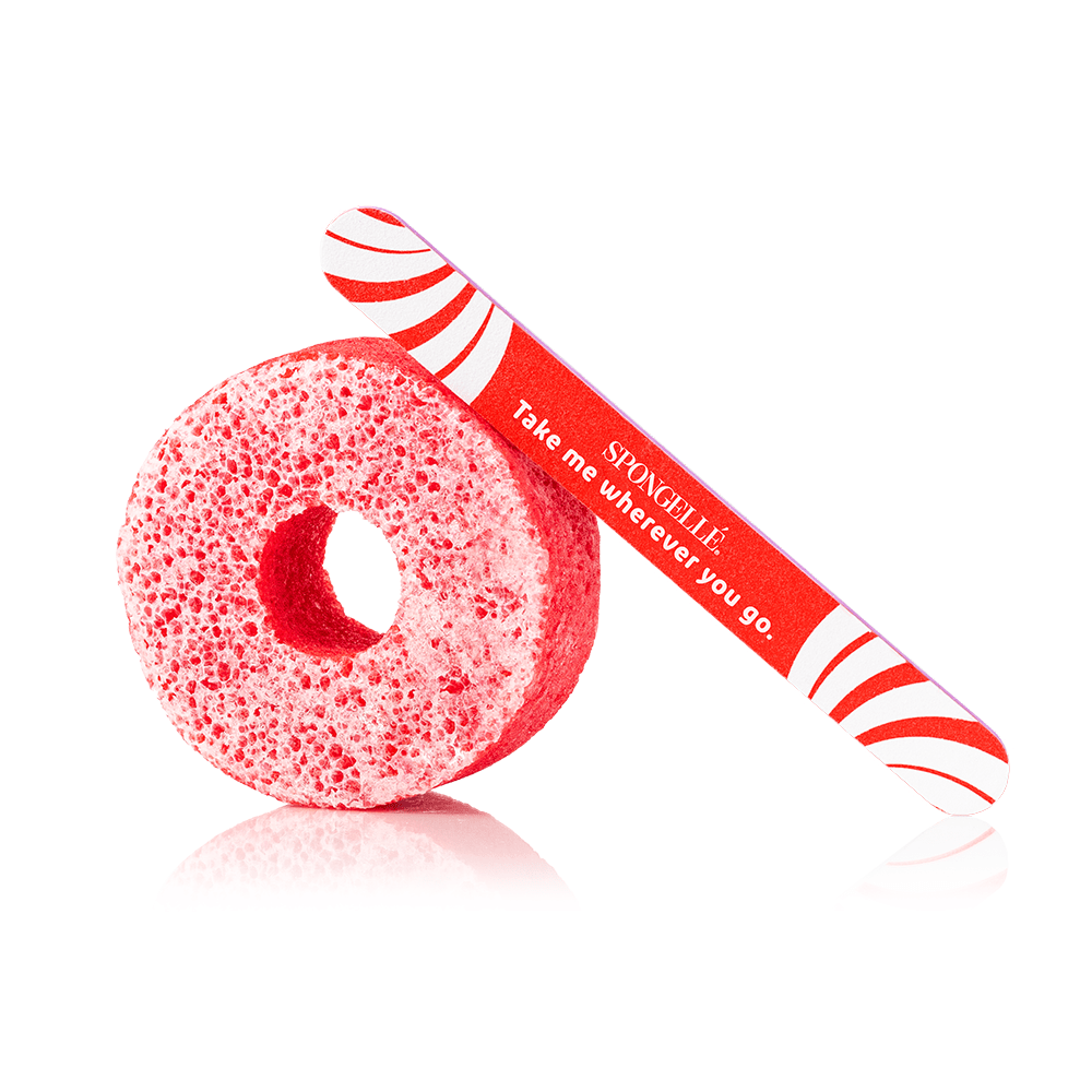 Spongellé Candy Cane | Holiday PediPOP! Pedi Buffer & Nail File