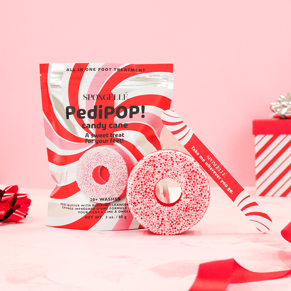 Spongellé Candy Cane | Holiday PediPOP! Pedi Buffer & Nail File