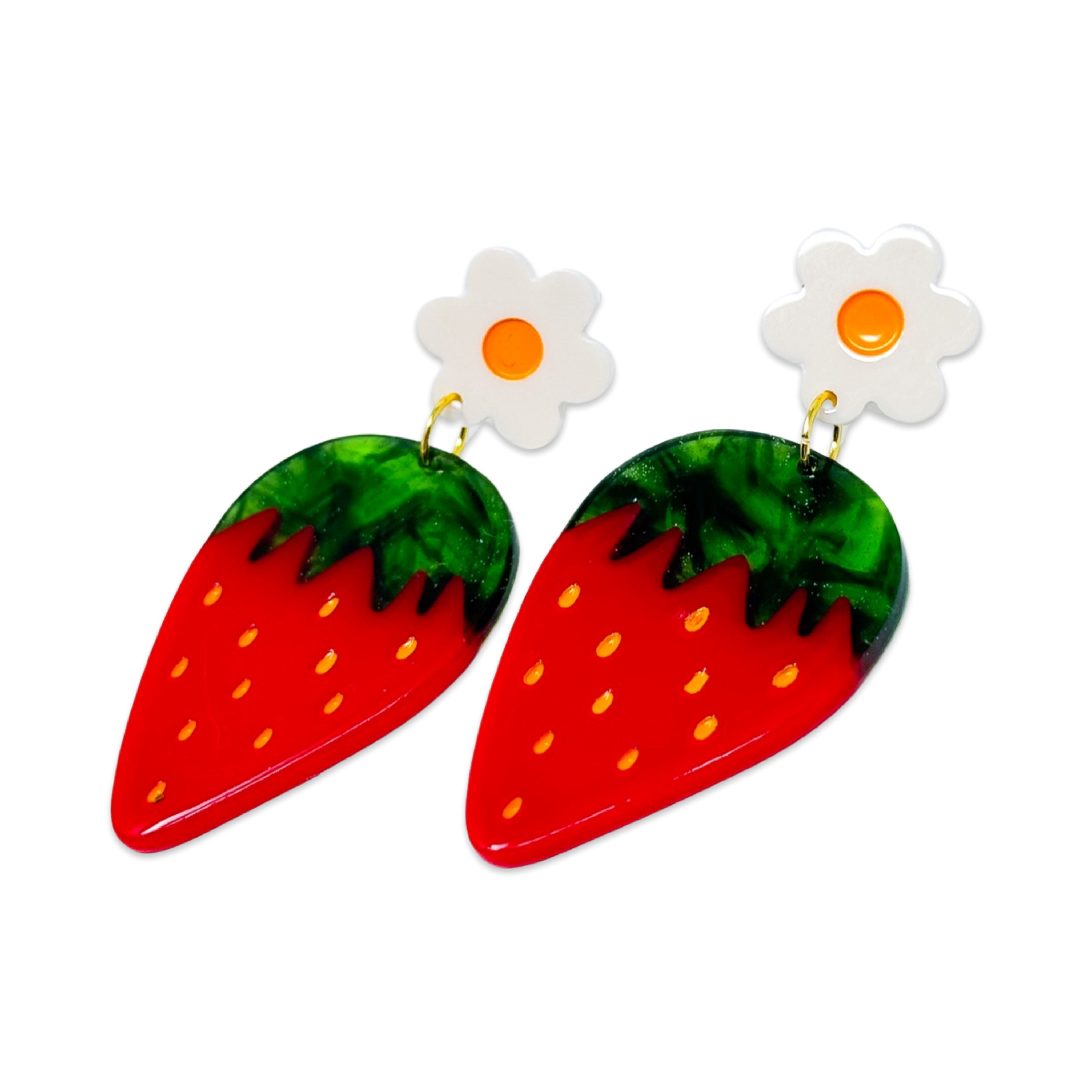 Strawberries and Flowers Acetate Earrings