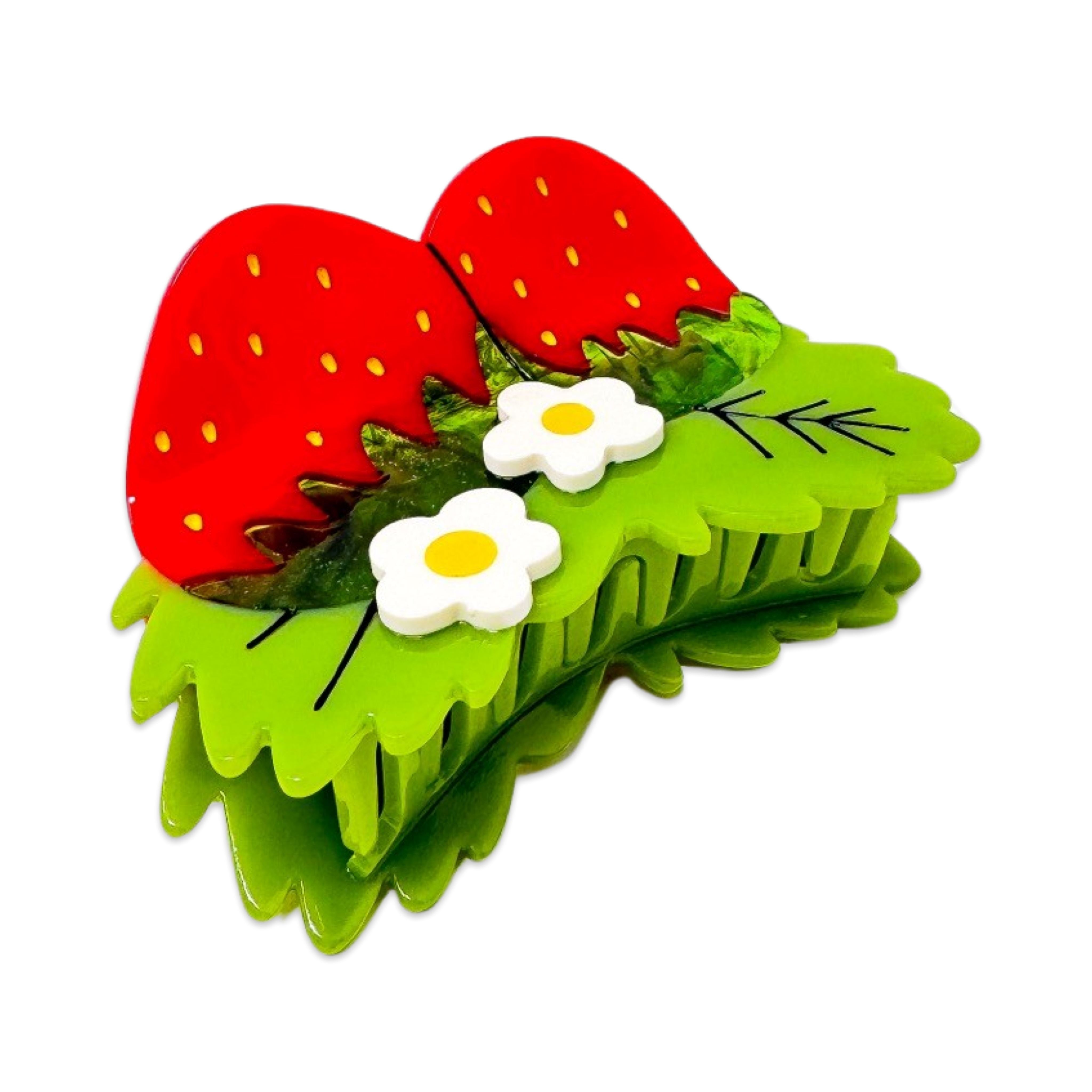 Large Strawberries and Flowers Hair Claw Clip