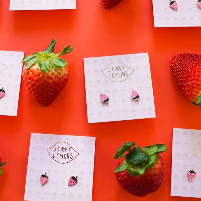 Strawberry Enamel Earrings