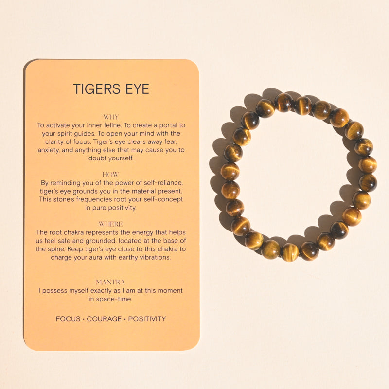 Pulsera de ojo de tigre - CORAJE + ALEGRÍA