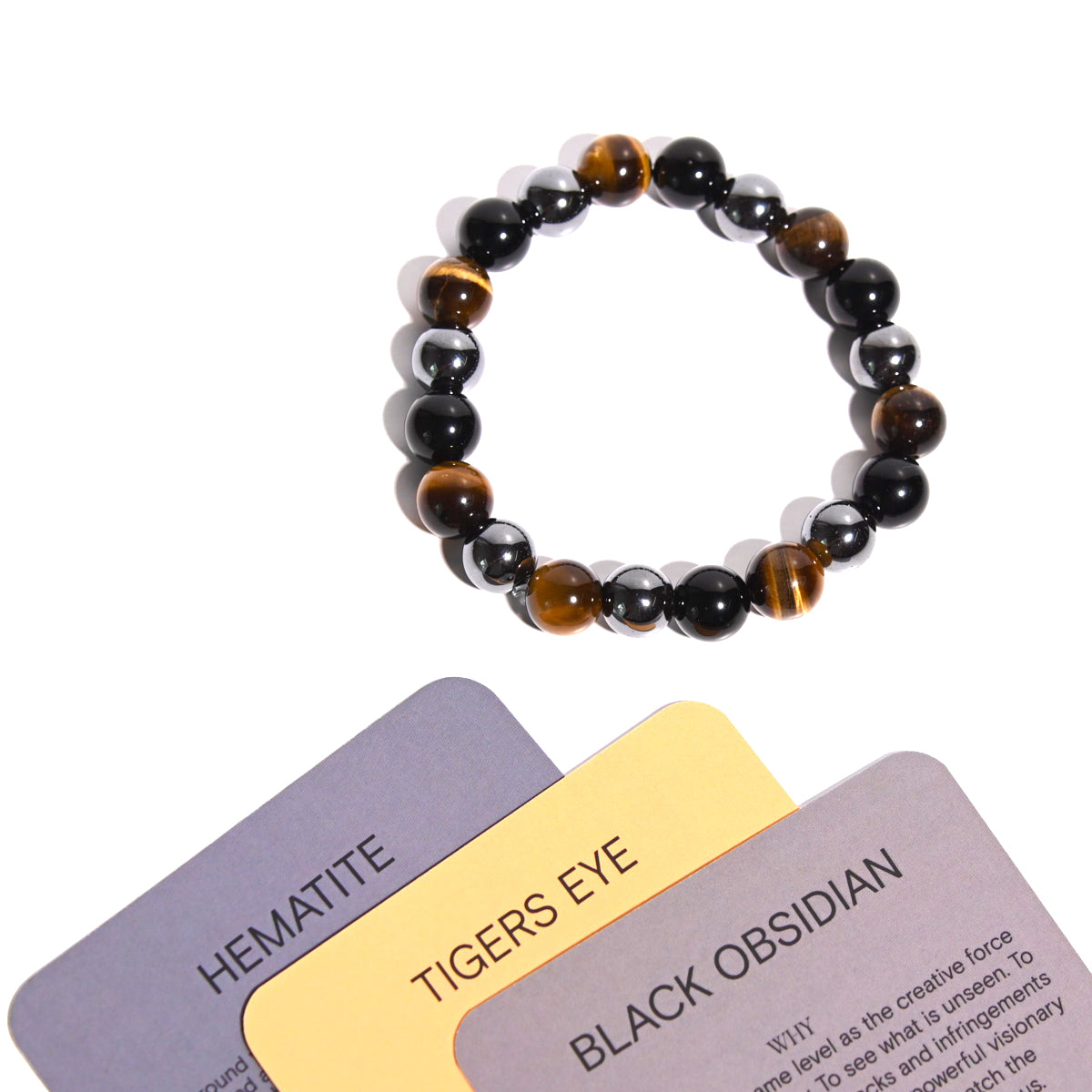 GROUNDED LUCK ARMBAND - Tigerauge / Hämatit / Obsidian