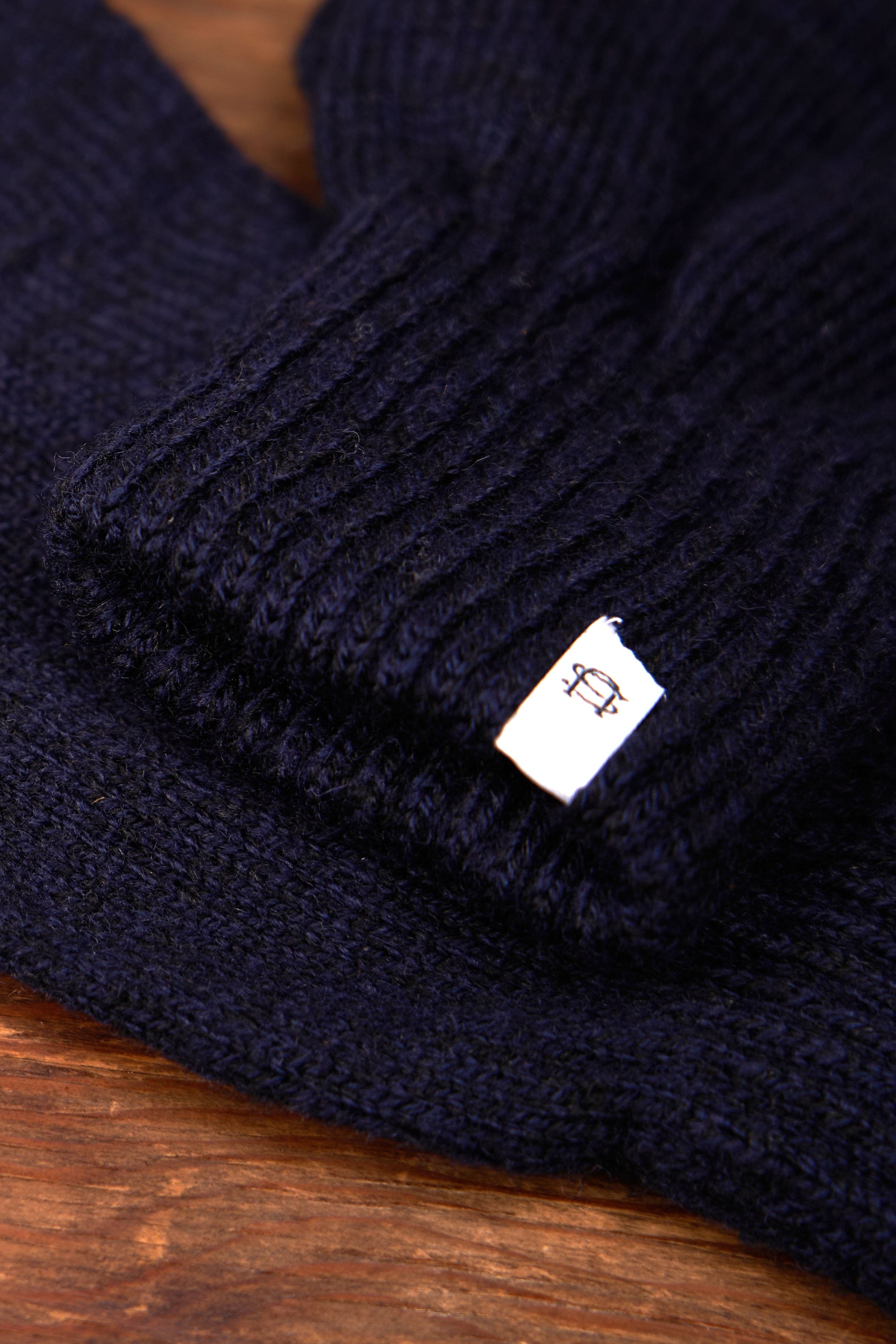 Navy Melange Fingerless Ragg Wool Gloves