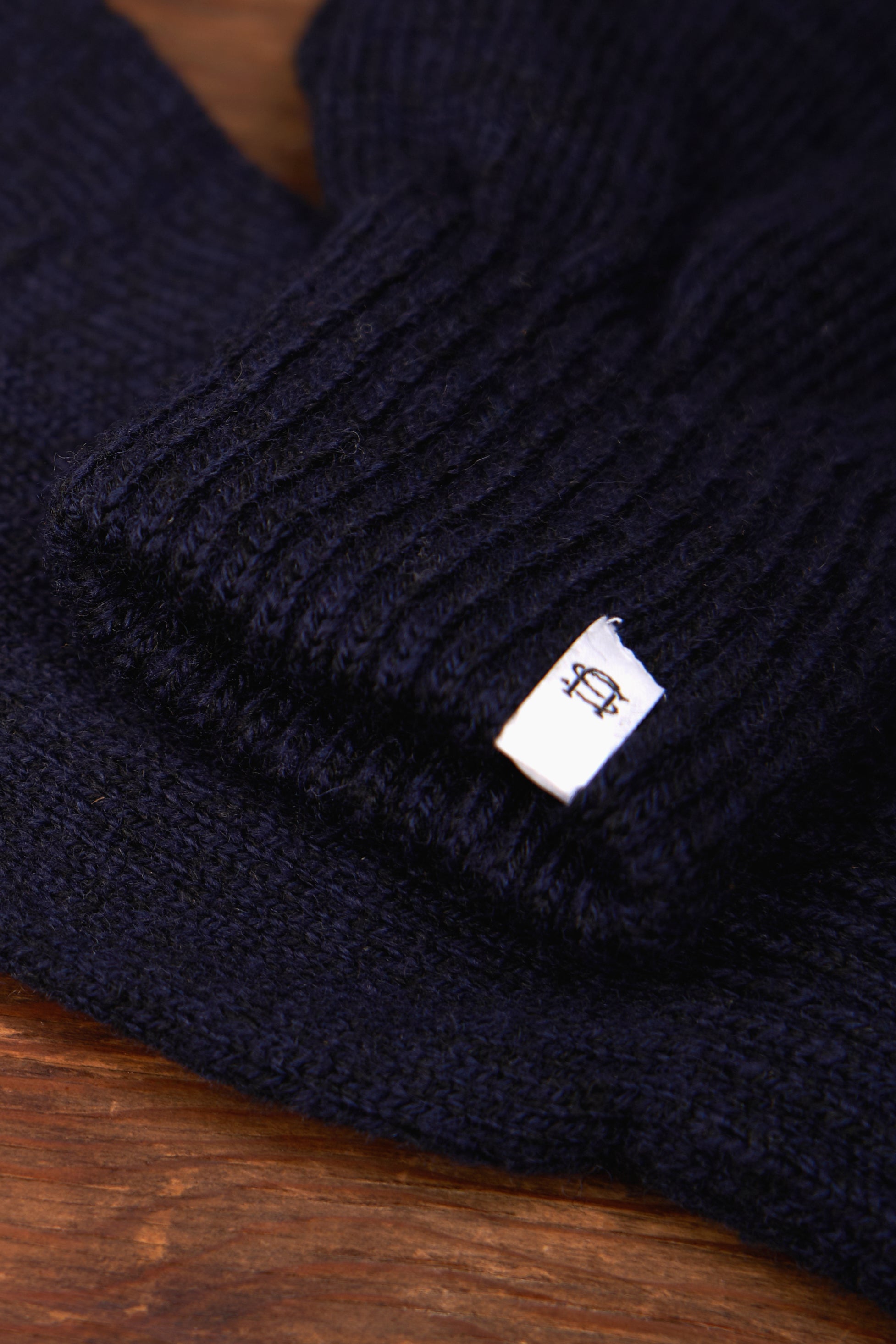 Navy Melange Convertible Fingerless 'Glomitt' mit schwarzem Hirschleder