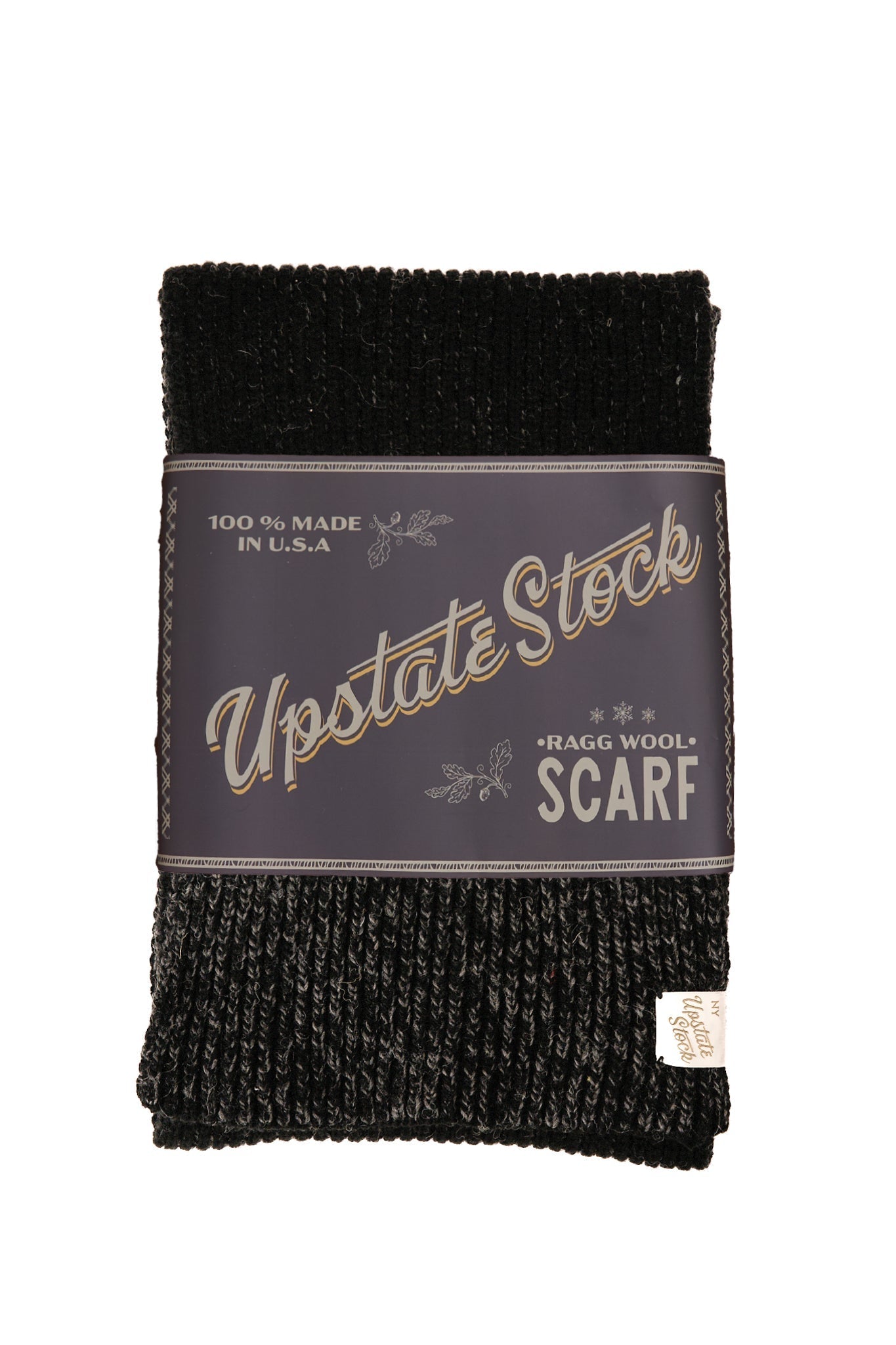 UPSTATE STOCK Black Melange Ragg Wool Scarf