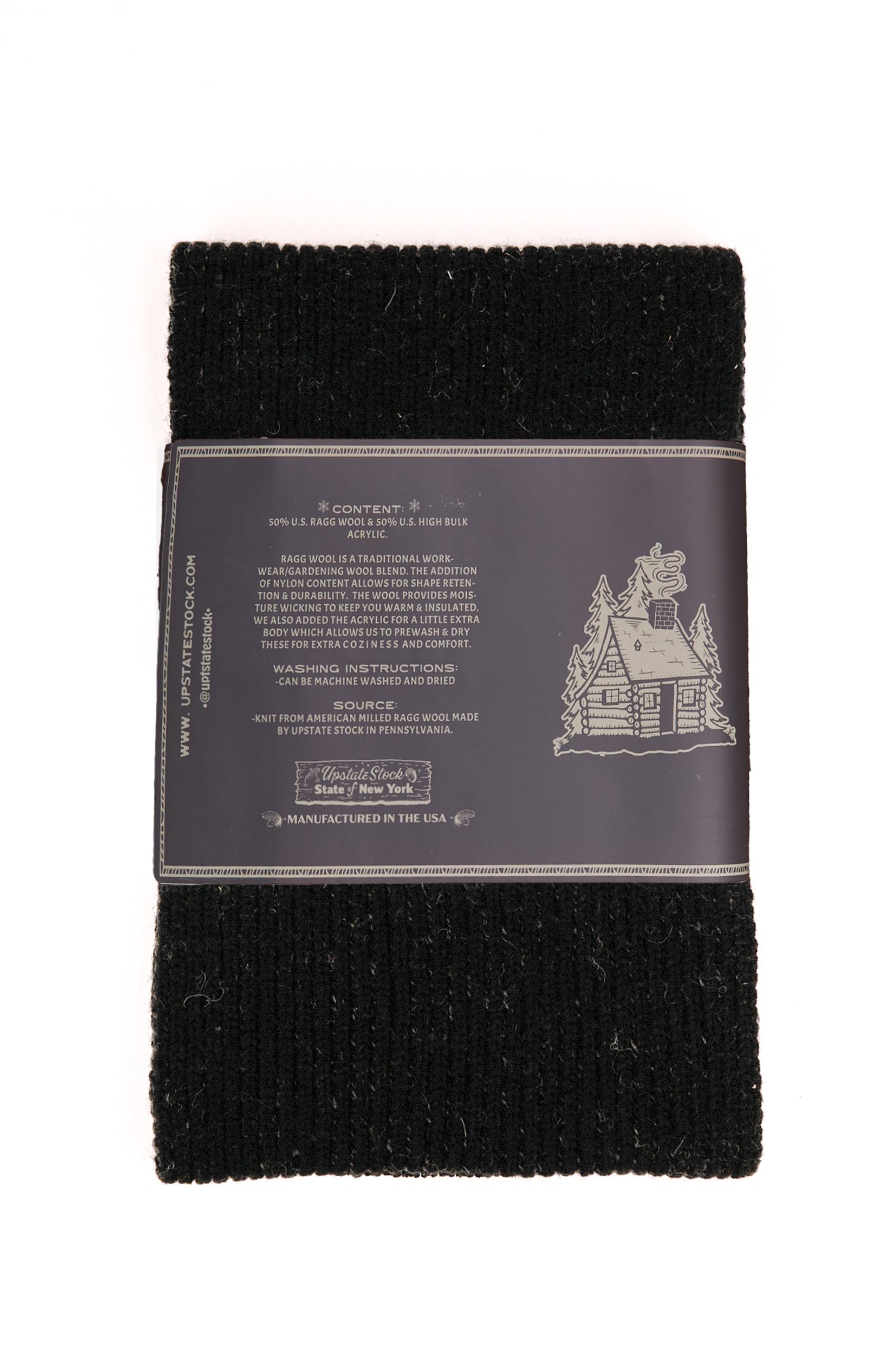 UPSTATE STOCK Black Melange Ragg Wool Scarf