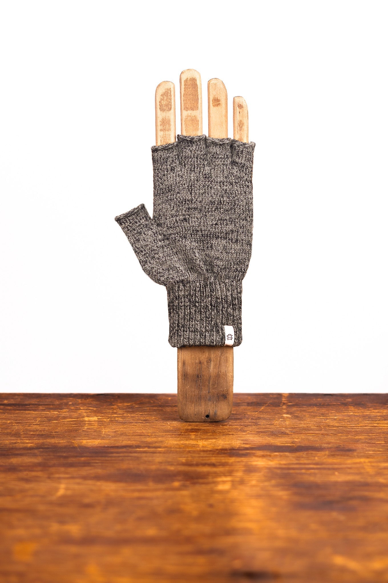 UPSTATE STOCK Charcoal Melange Fingerless Ragg Wool Gloves - M.S Skincare