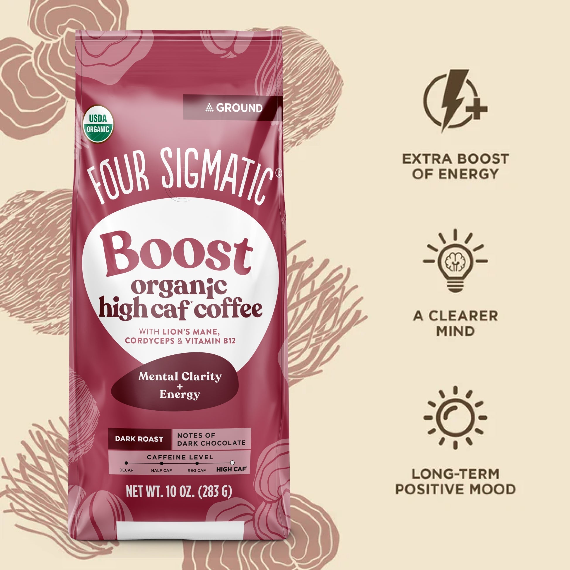 US Four Sigmatic Boost High Caf Ground Coffee