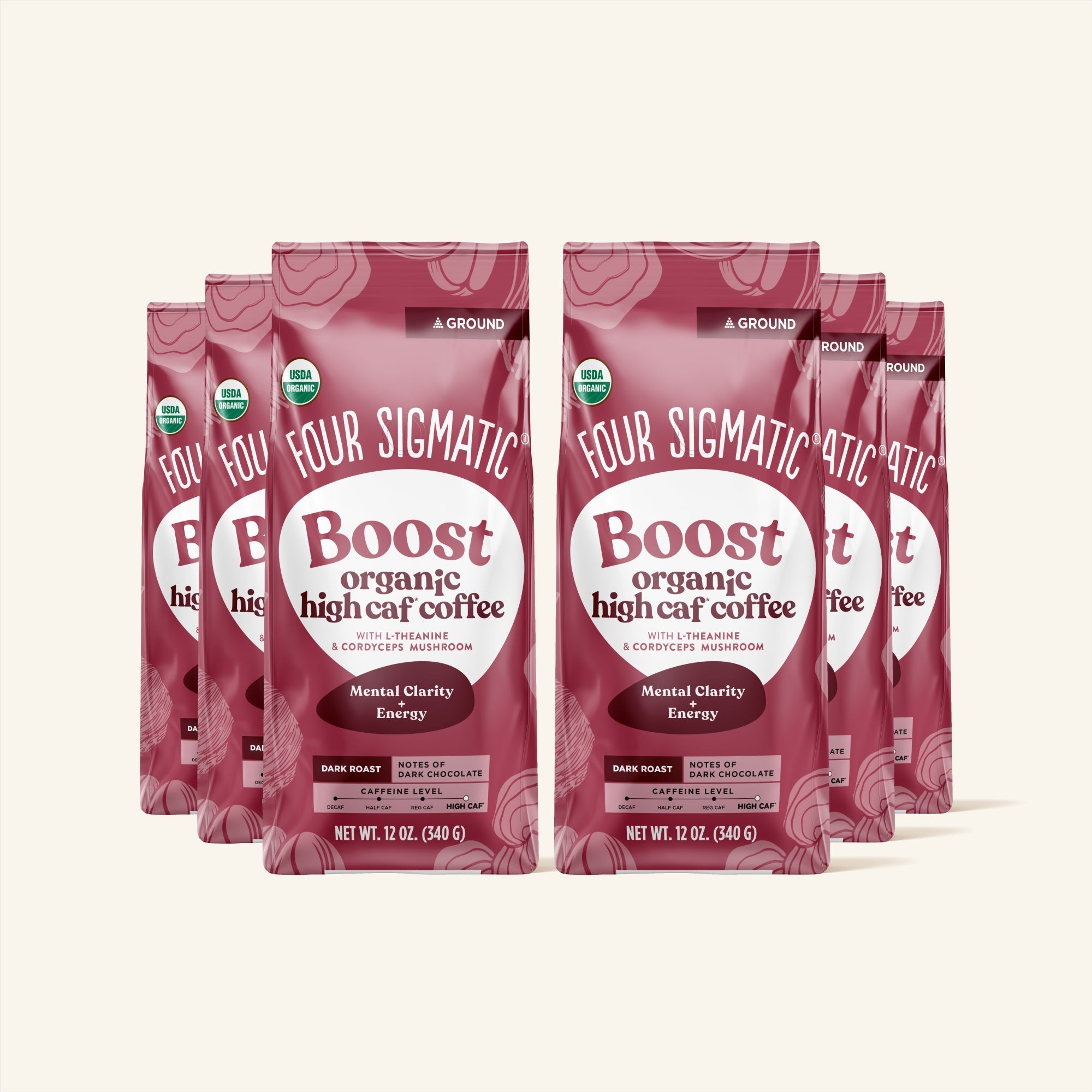 US Four SigmaticBoost High Caf Ground Coffee Bag - M.S Skincare