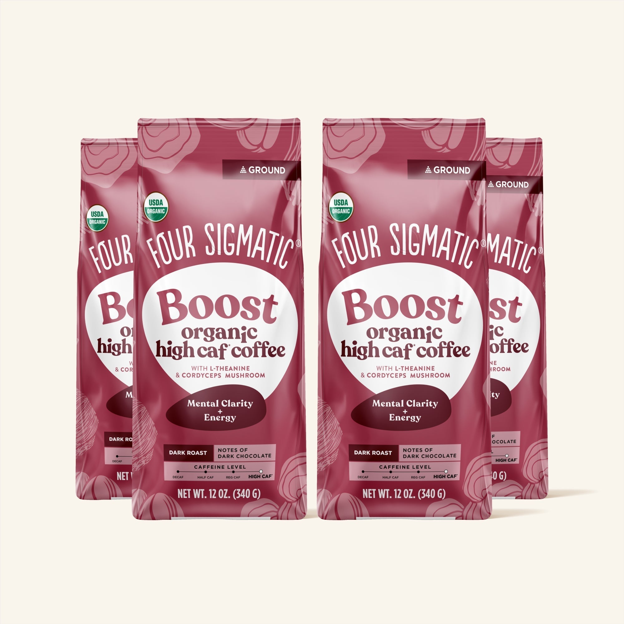 US Four SigmaticBoost High Caf Ground Coffee Bag - M.S Skincare