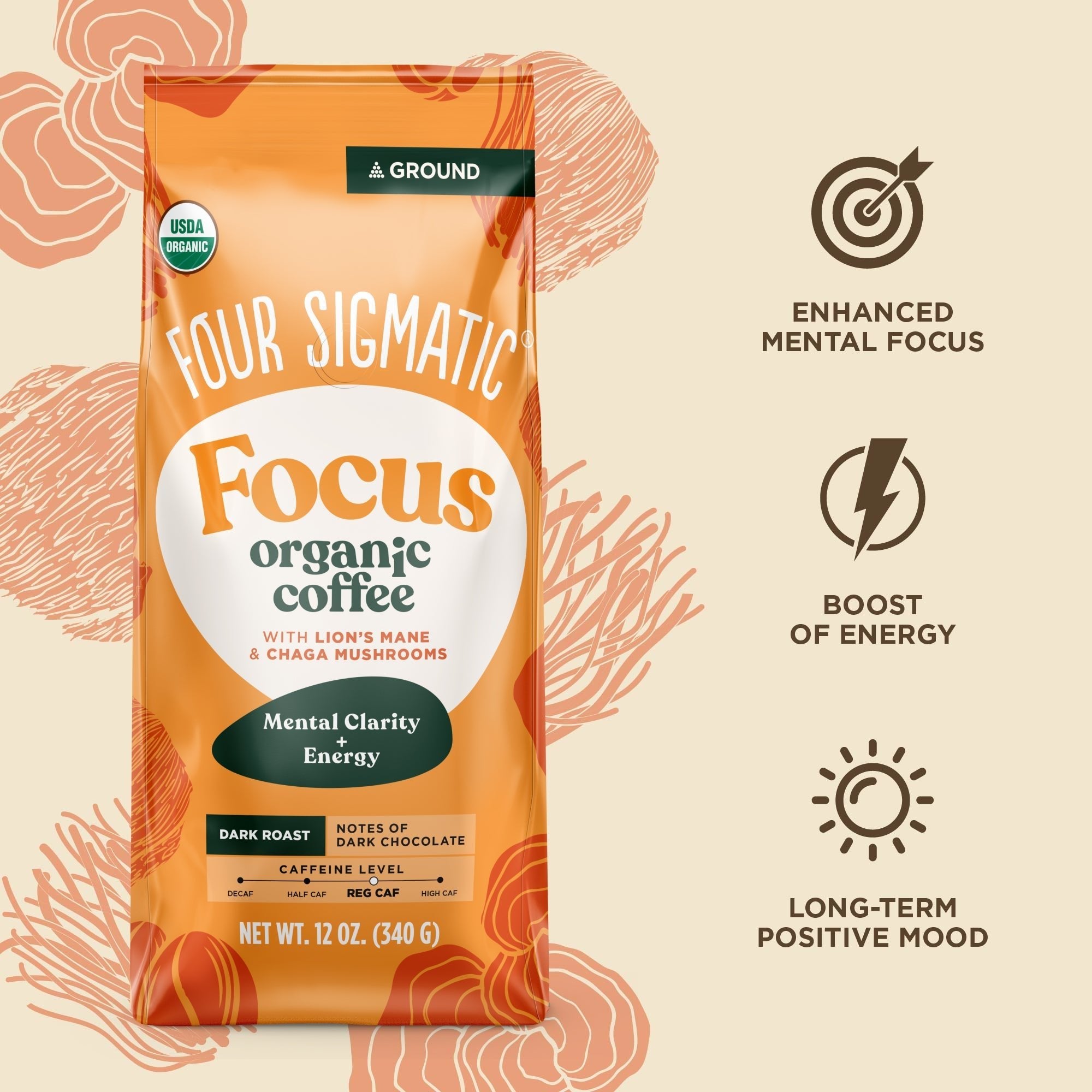 US Four Sigmatic Focus Ground Coffee Bag