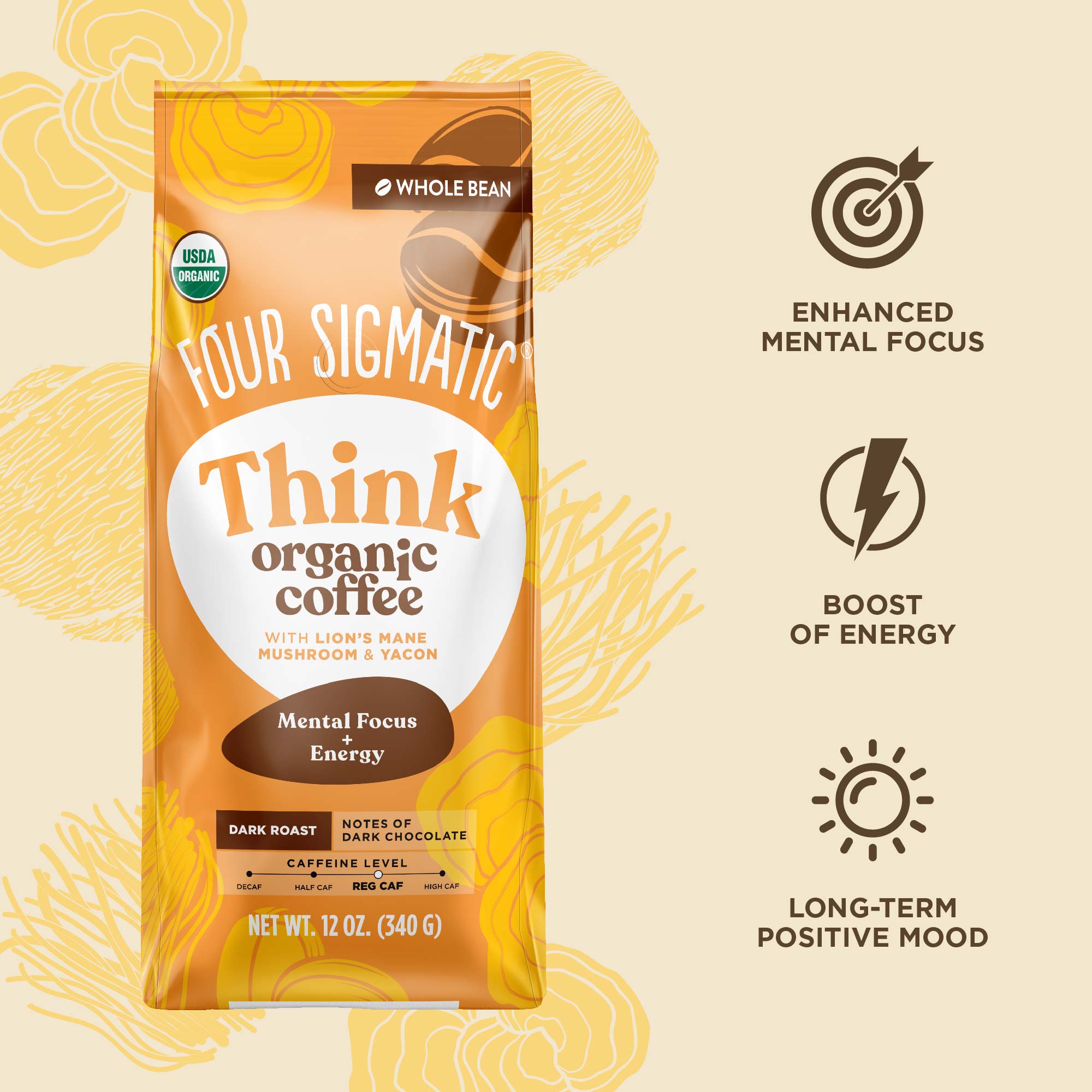 US Four Sigmatic Focus Whole Bean Coffee Bag