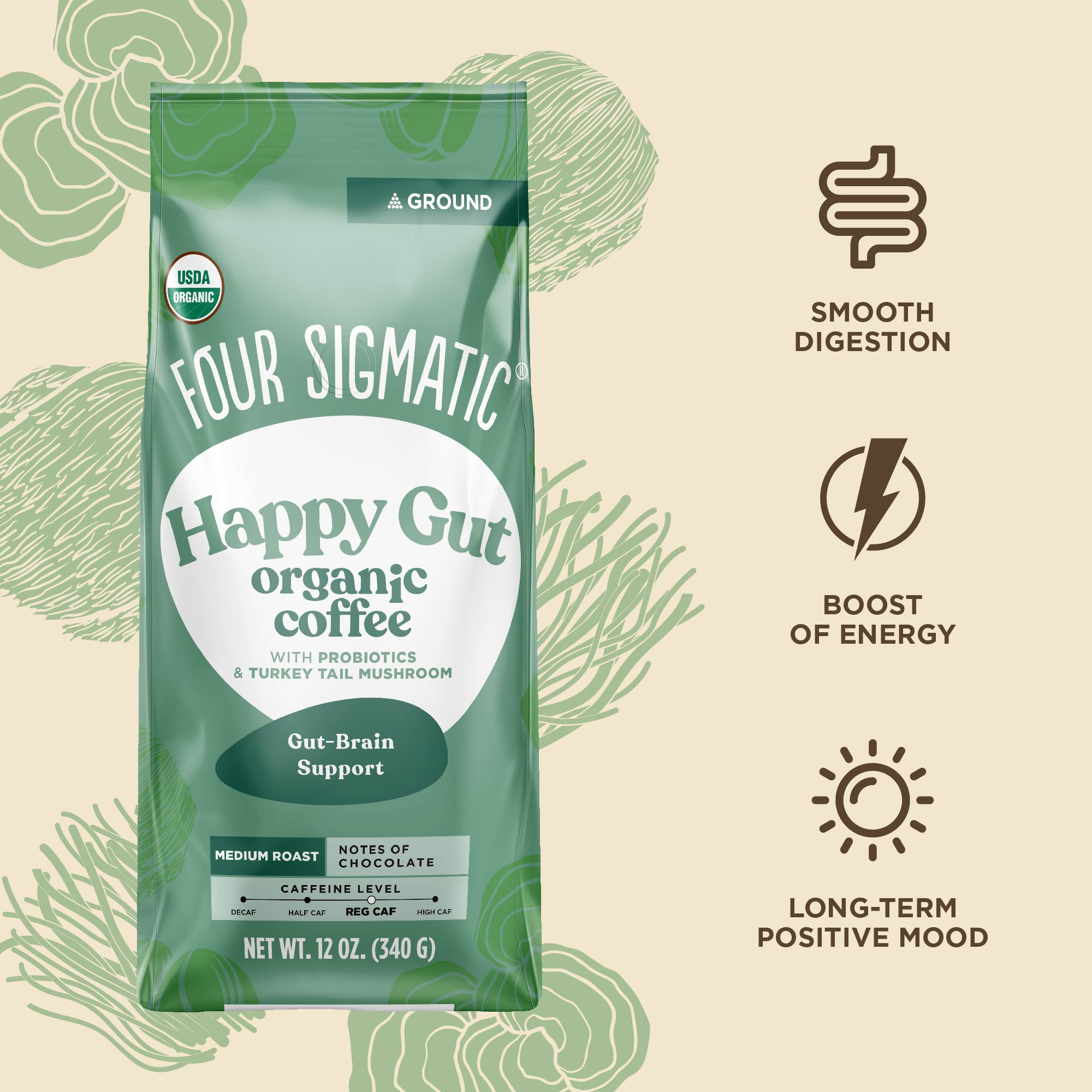 US Four SigmaticHappy Gut Ground Coffee Bag - M.S Skincare