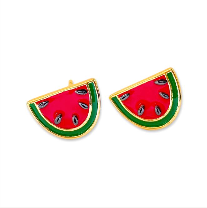 Watermelon Enamel Earrings