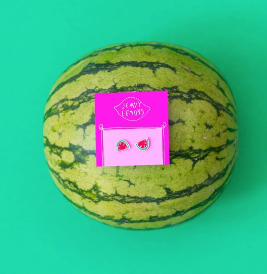 Watermelon Enamel Earrings