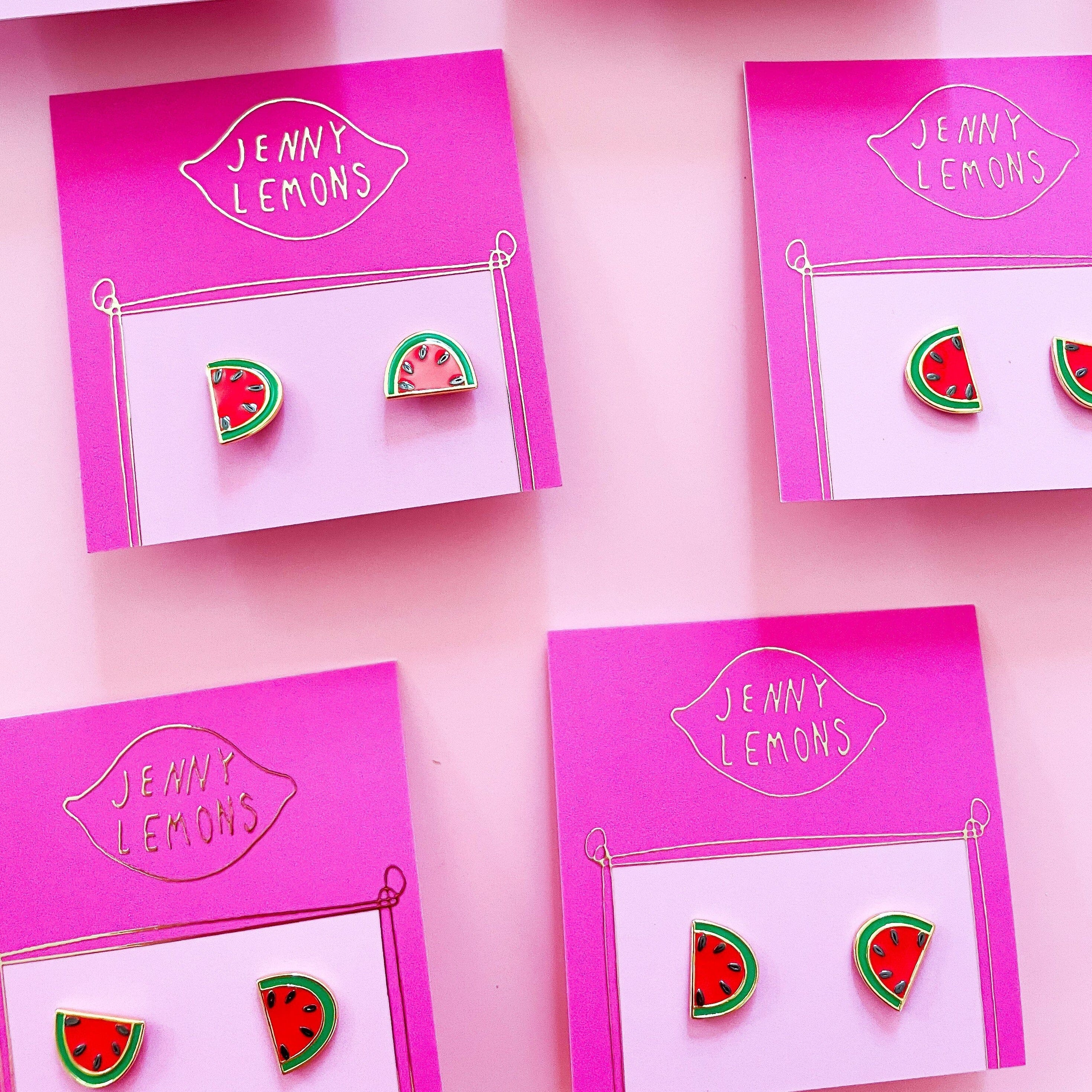 Watermelon Enamel Earrings