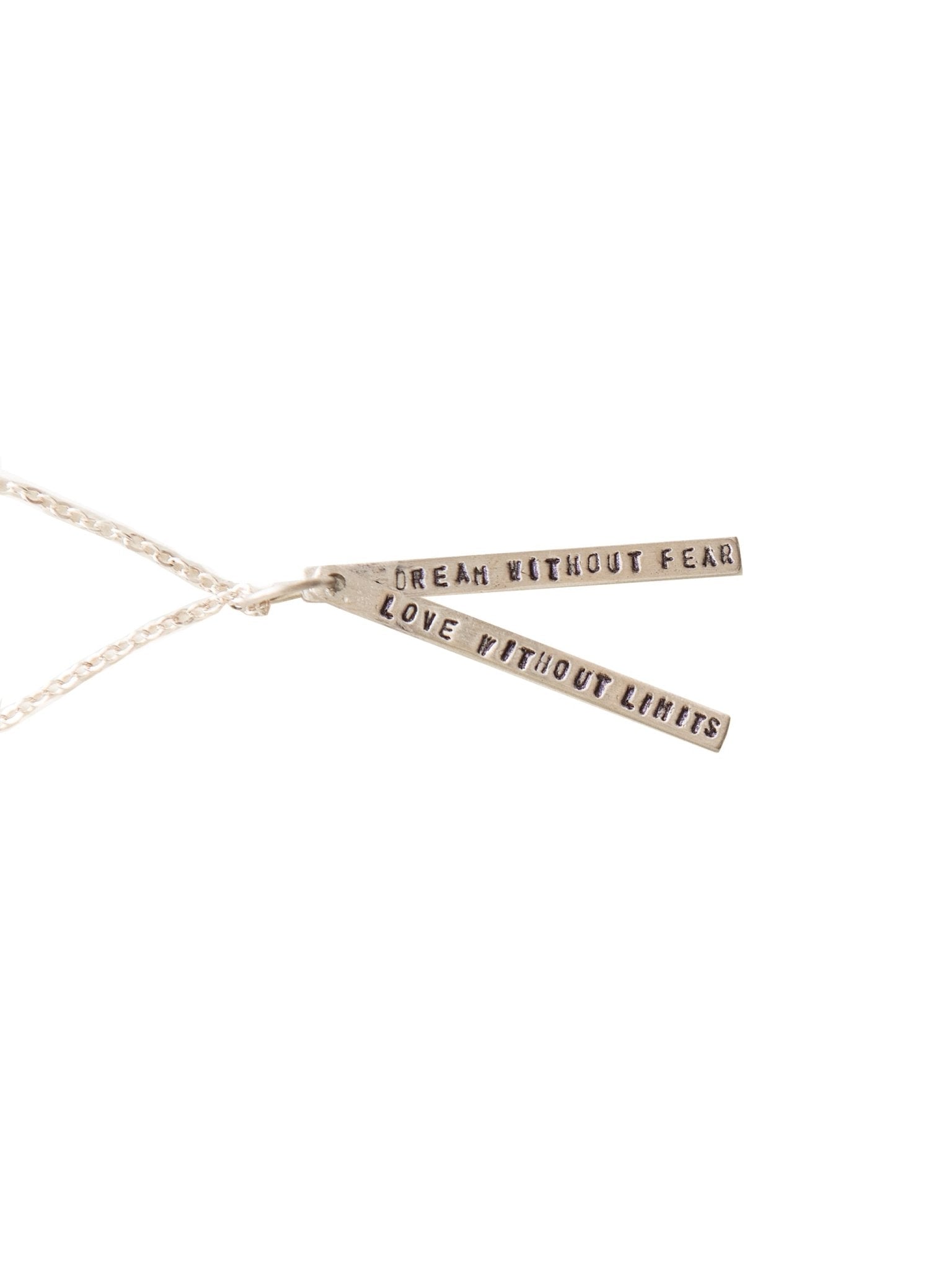 Weston Table Chocolate & Steel Long - Bar Quote Necklace Dream Without Fear