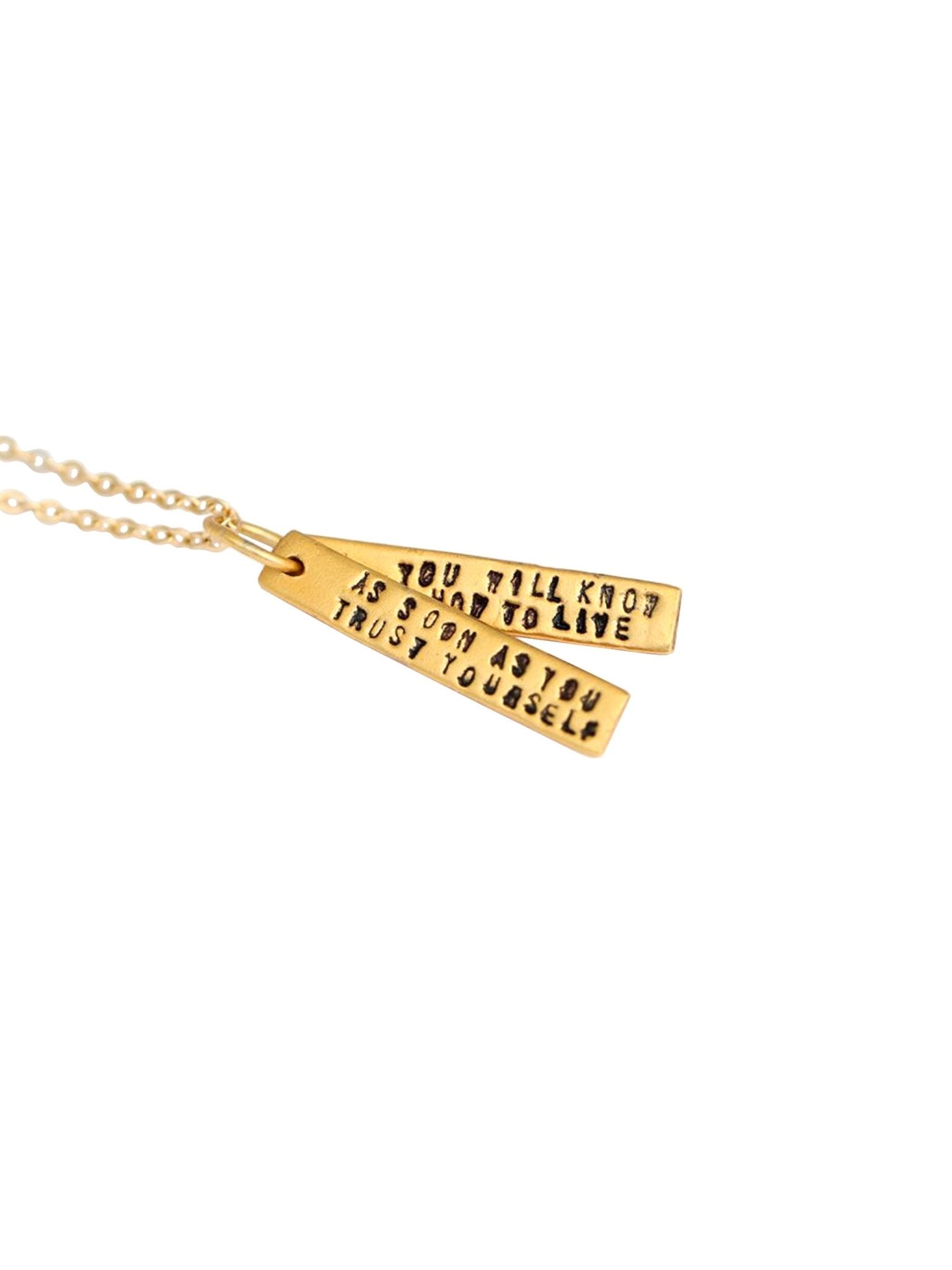 Weston Table Chocolate & Steel Long - Bar Quote Necklace Goethe