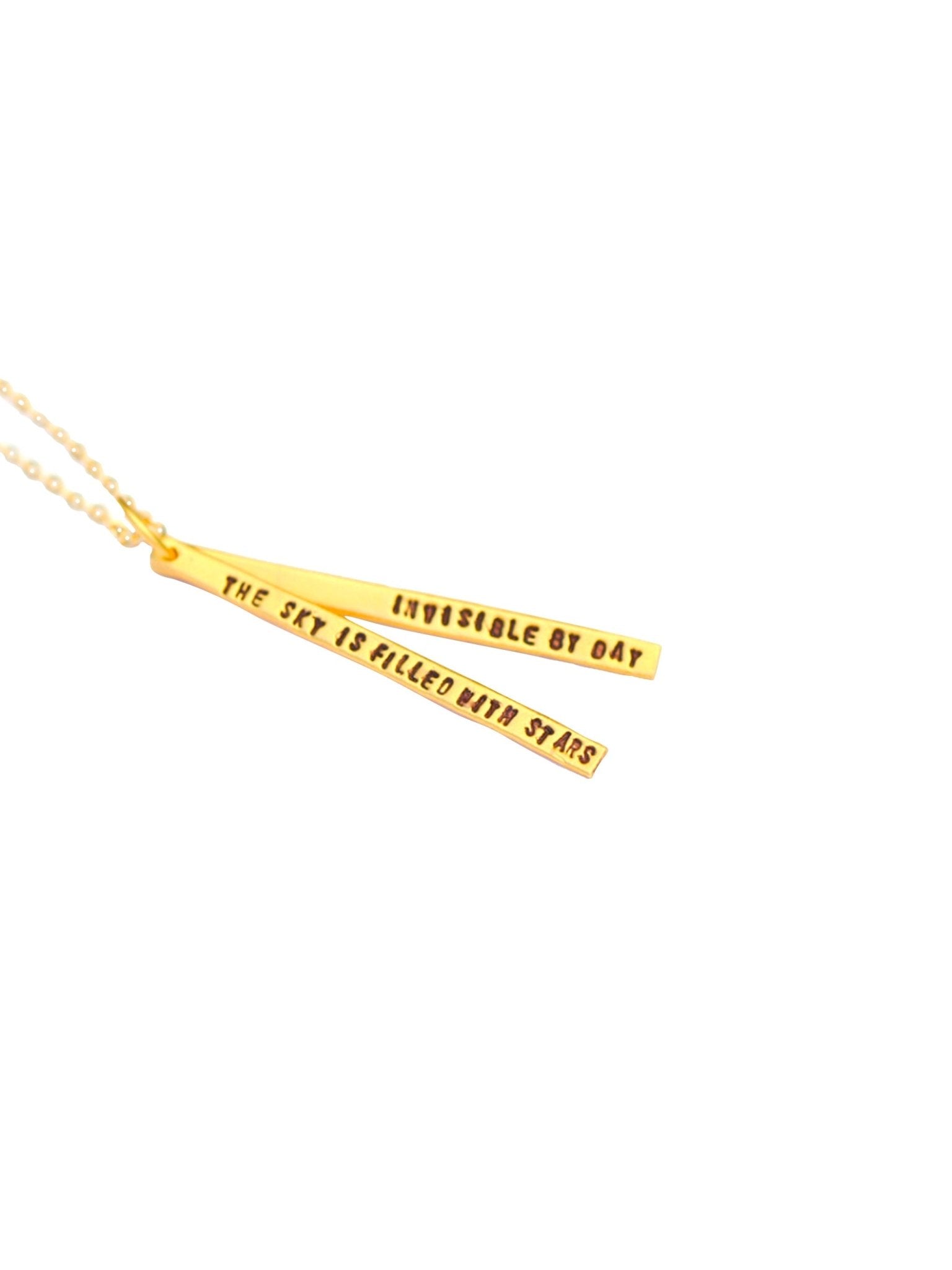 Weston Table Chocolate & Steel Long - Bar Quote Necklace Henry Wadsworth Longfellow