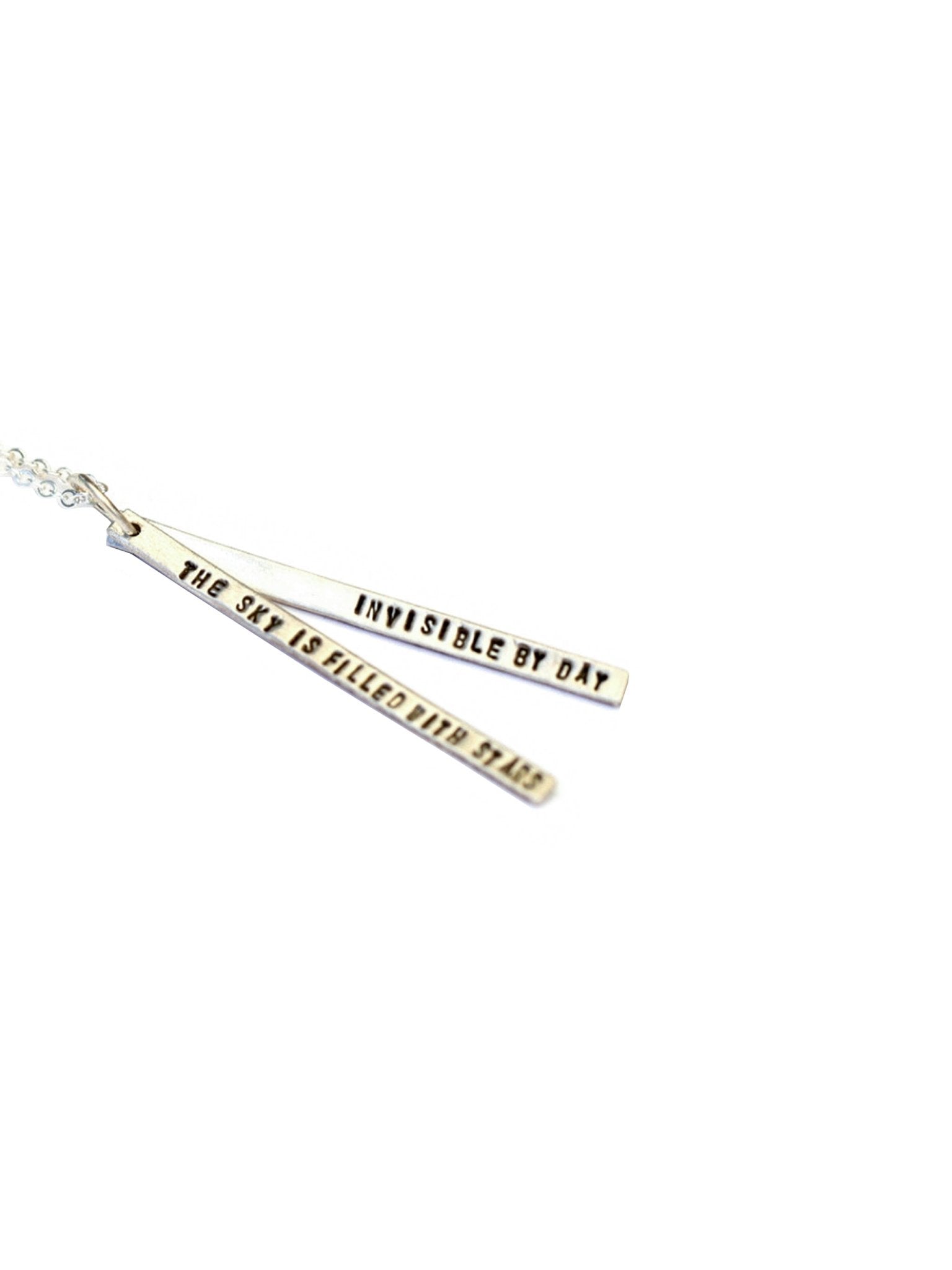 Weston Table Chocolate & Steel Long - Bar Quote Necklace Henry Wadsworth Longfellow