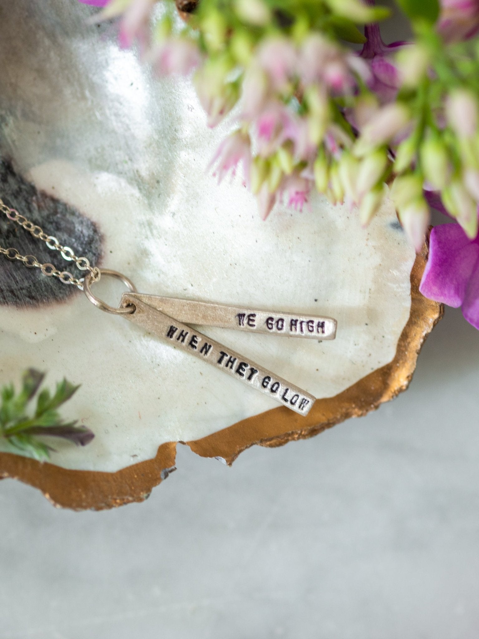 Weston Table Chocolate & Steel Long - Bar Quote Necklace Michelle Obama