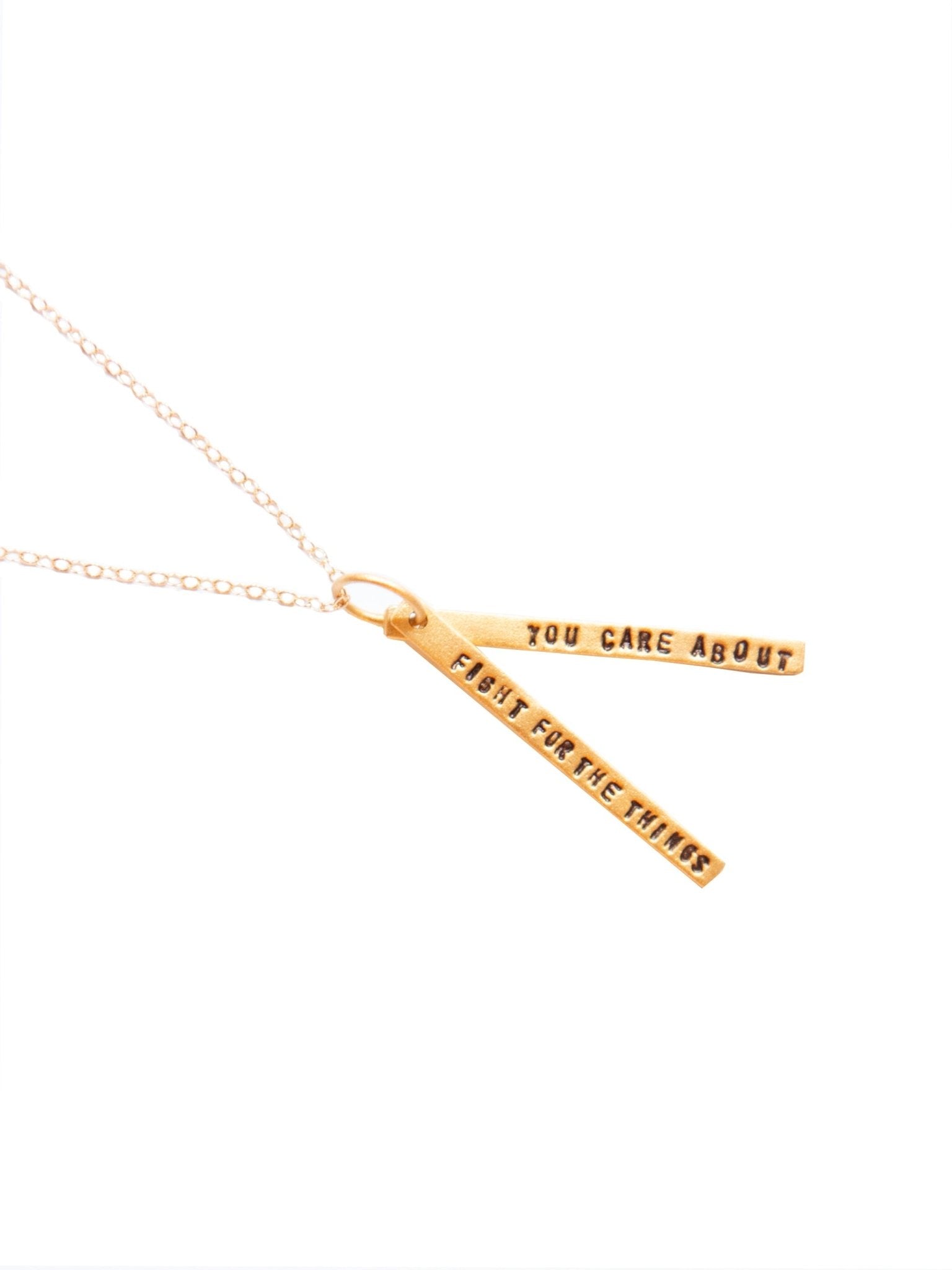 Weston Table Chocolate & Steel Long - Bar Quote Necklace Ruth Bader Ginsburg