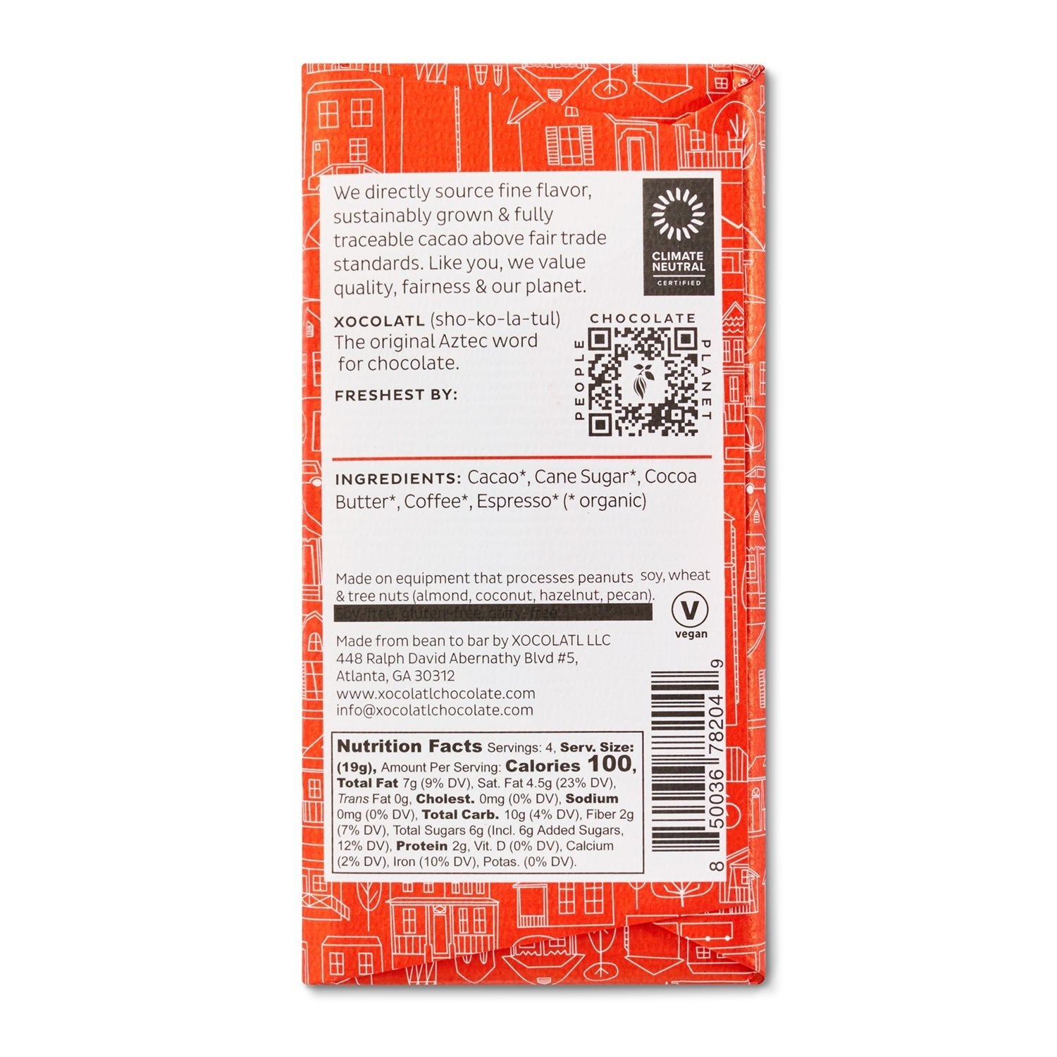 Xocolatl Small Batch ChocolateWide - Eyed Espresso Chocolate Bar - M.S Skincare