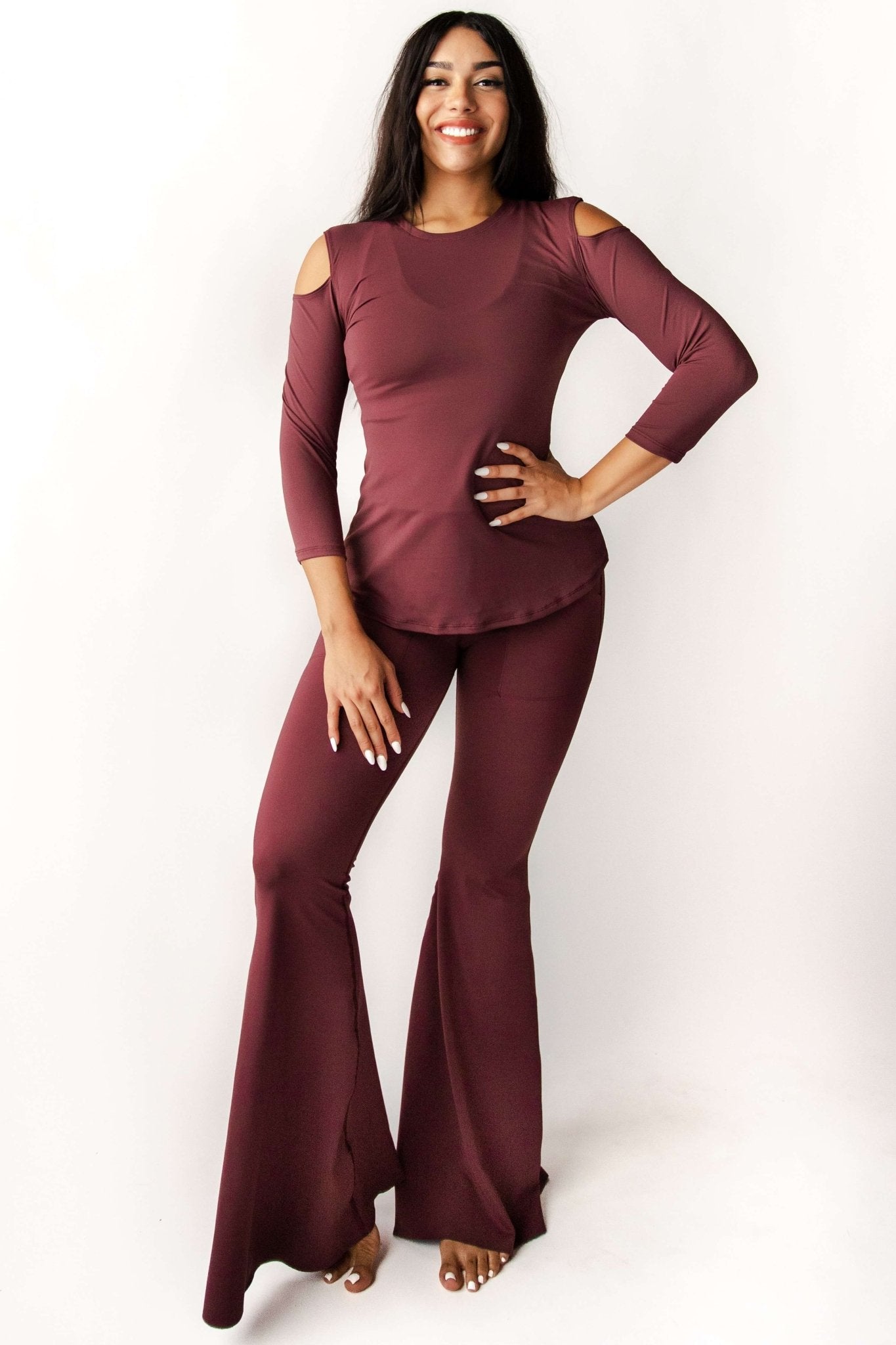 Yoga DemocracyBell Bottoms 2.0 in Maroon - M.S Skincare