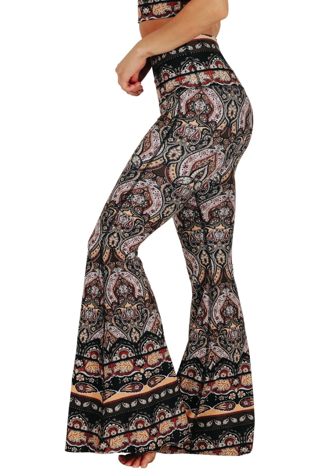 Yoga DemocracyEspresso Yourself Printed Bell Bottoms - M.S Skincare