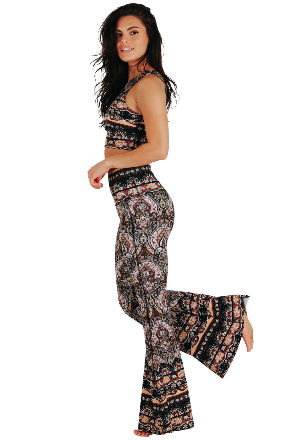 Yoga DemocracyEspresso Yourself Printed Bell Bottoms - M.S Skincare