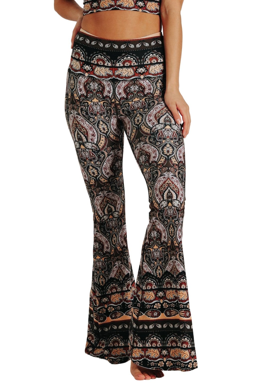 Yoga DemocracyEspresso Yourself Printed Bell Bottoms - M.S Skincare