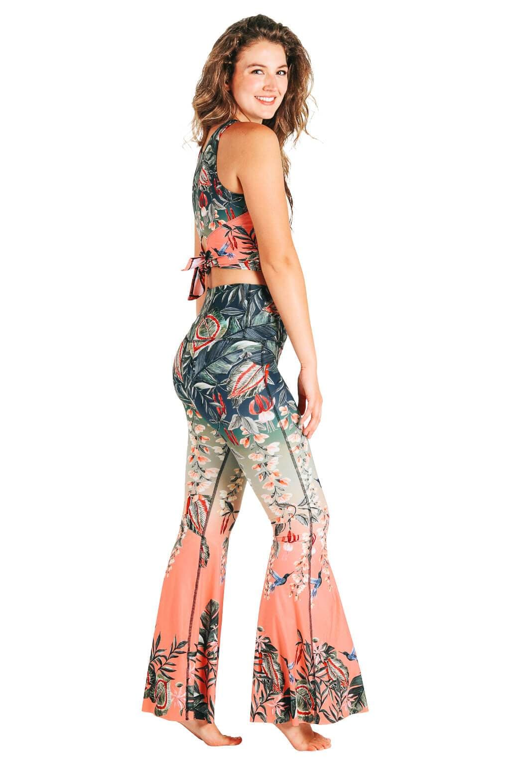 Yoga DemocracyFeeling Ferntastic Printed Bell Bottoms - M.S Skincare