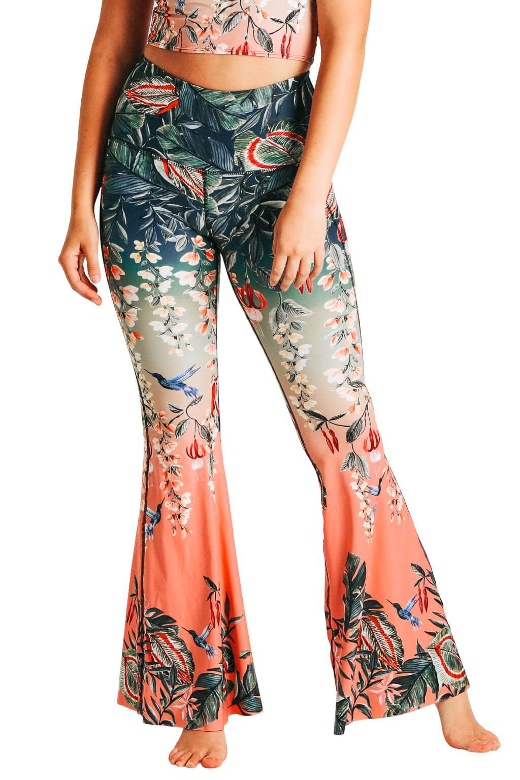 Yoga DemocracyFeeling Ferntastic Printed Bell Bottoms - M.S Skincare