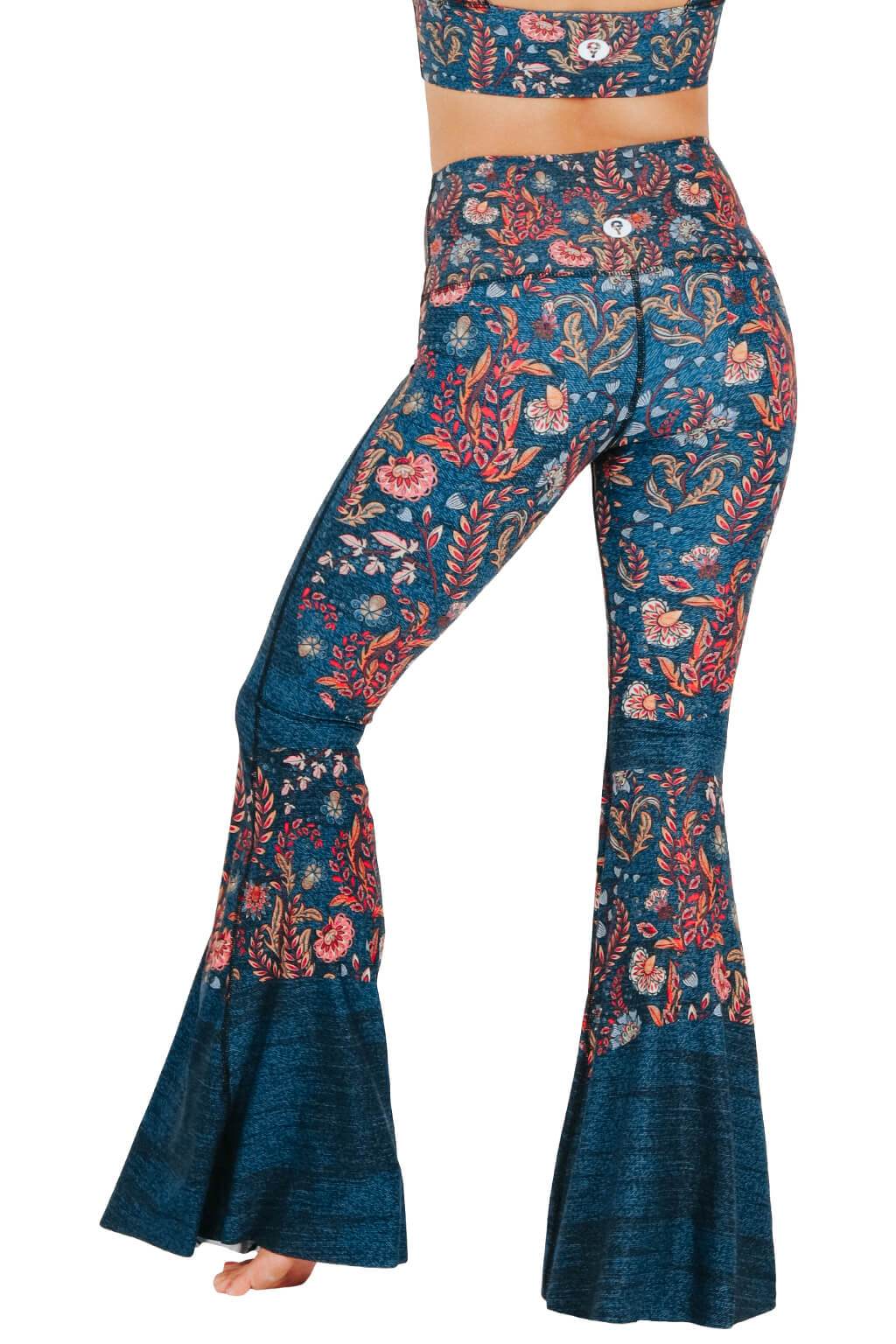 Yoga DemocracyFestival Denim Printed Bell Bottoms - M.S Skincare