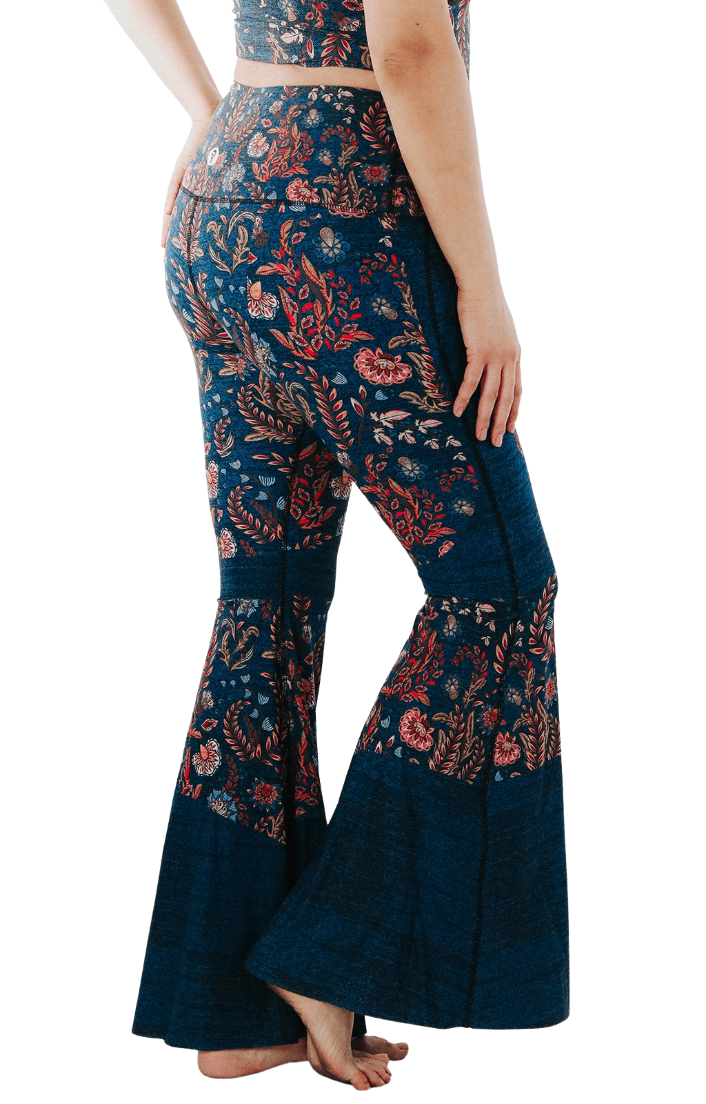 Yoga DemocracyFestival Denim Printed Bell Bottoms - M.S Skincare