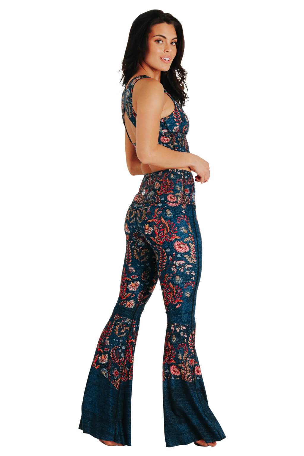 Yoga DemocracyFestival Denim Printed Bell Bottoms - M.S Skincare