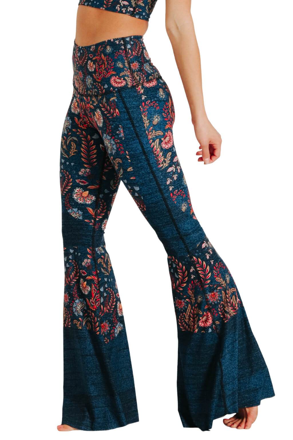 Yoga DemocracyFestival Denim Printed Bell Bottoms - M.S Skincare