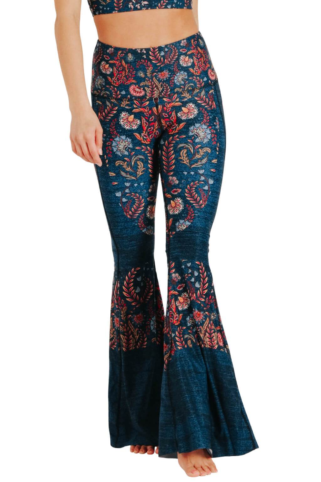 Yoga DemocracyFestival Denim Printed Bell Bottoms - M.S Skincare